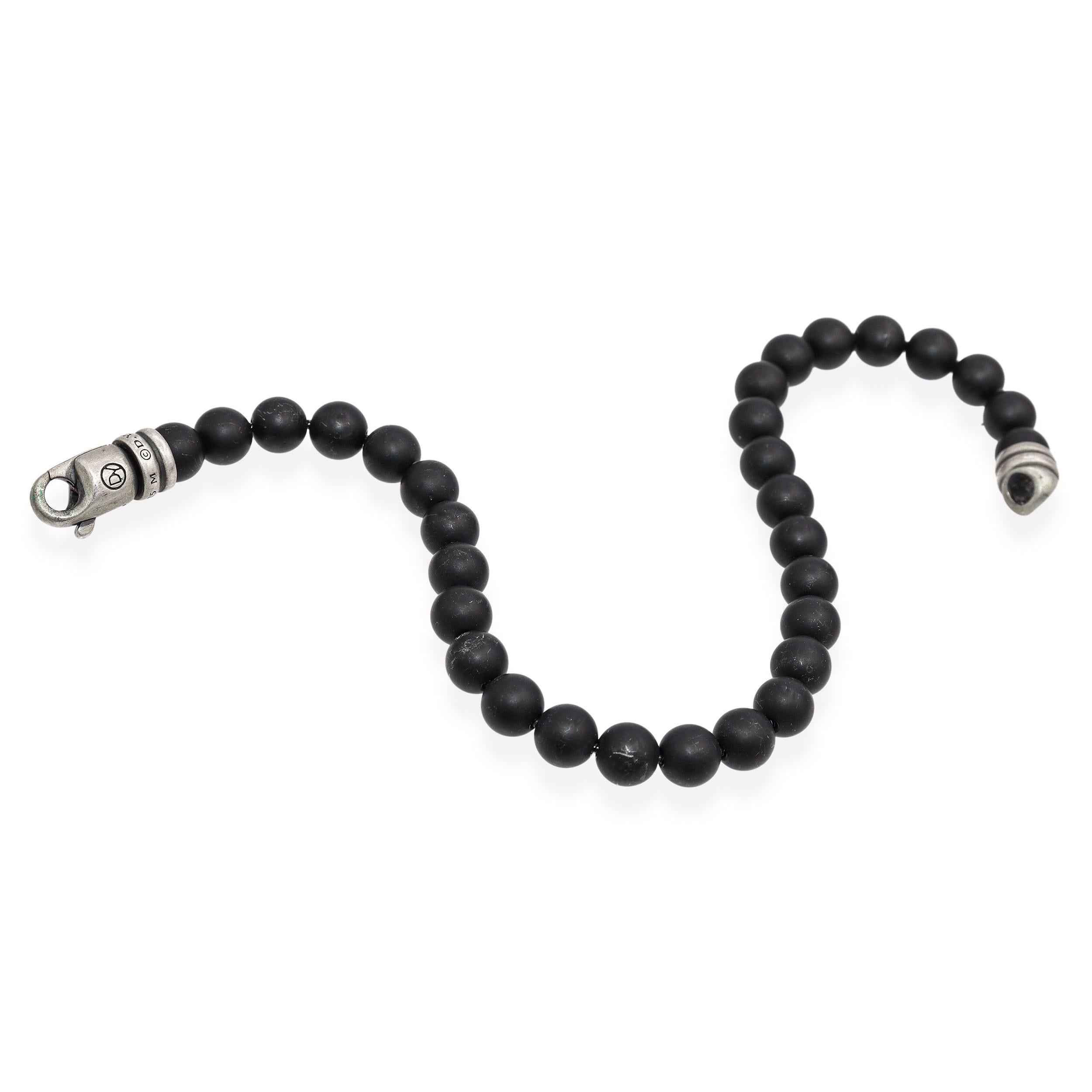 David Yurman Sterling Silver Black Onyx Spiritual Beaded Bracelet