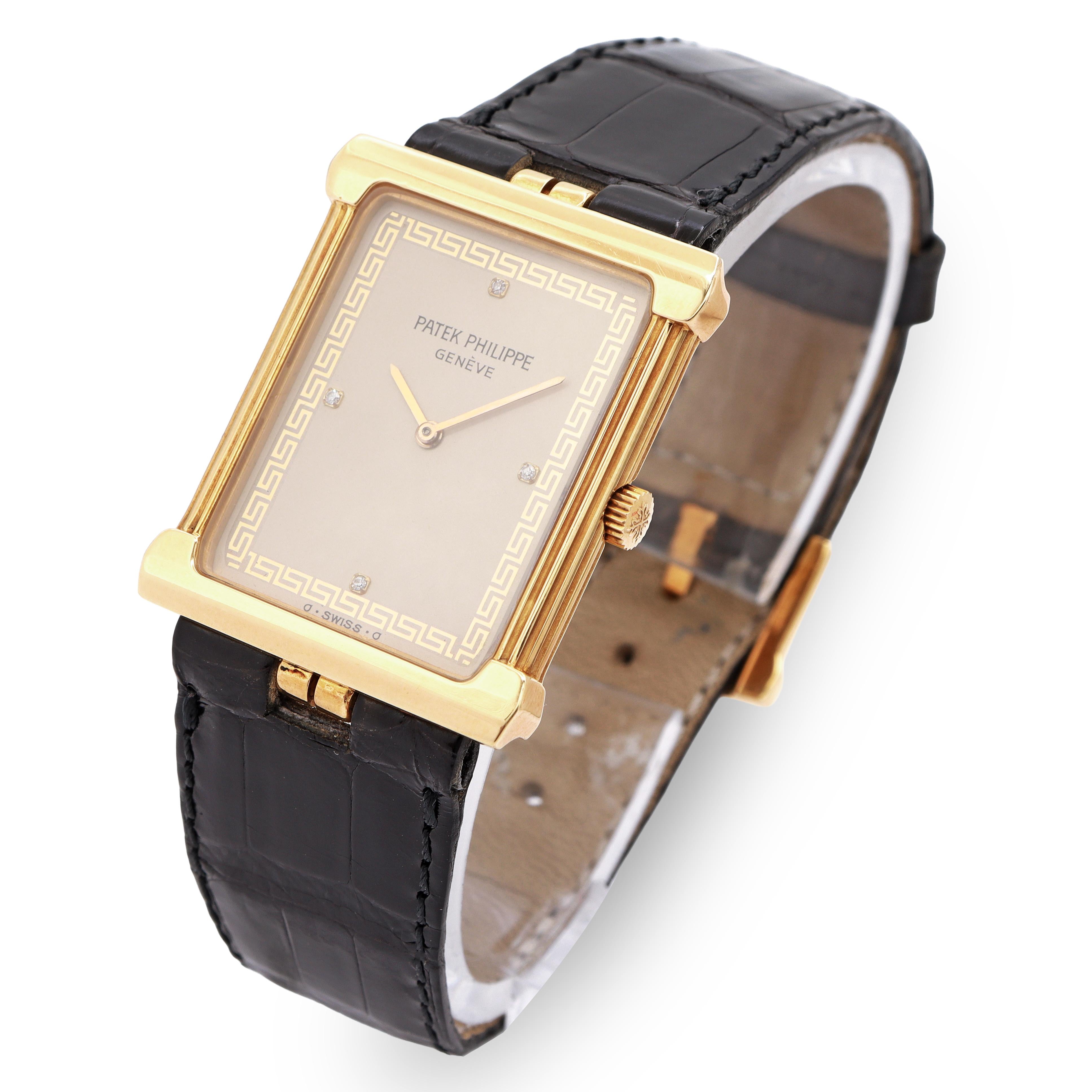 Patek Philippe Les Grecques 18K Yellow Gold Diamond Dial Hand Wind Men’s Watch