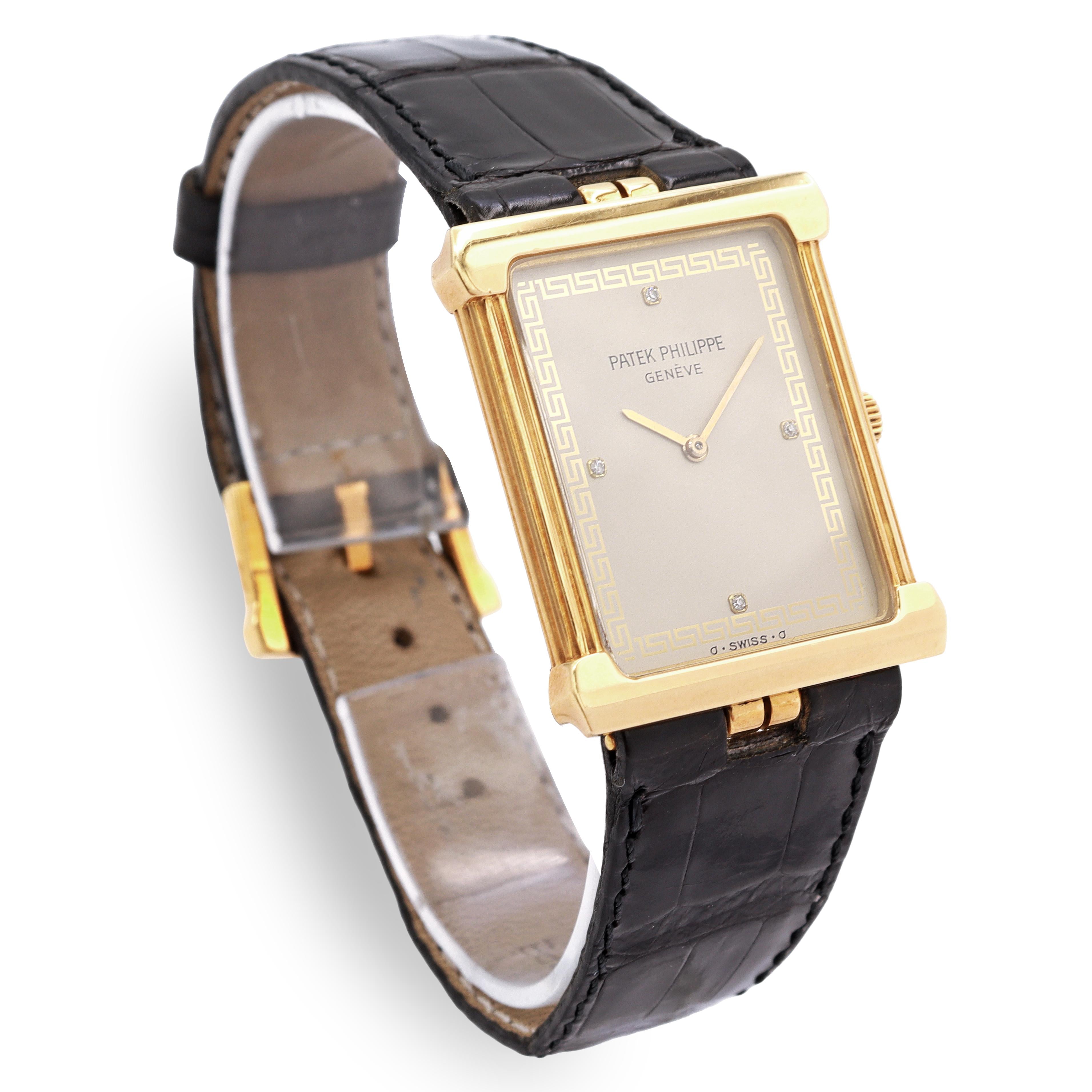 Patek Philippe Les Grecques 18K Yellow Gold Diamond Dial Hand Wind Men’s Watch