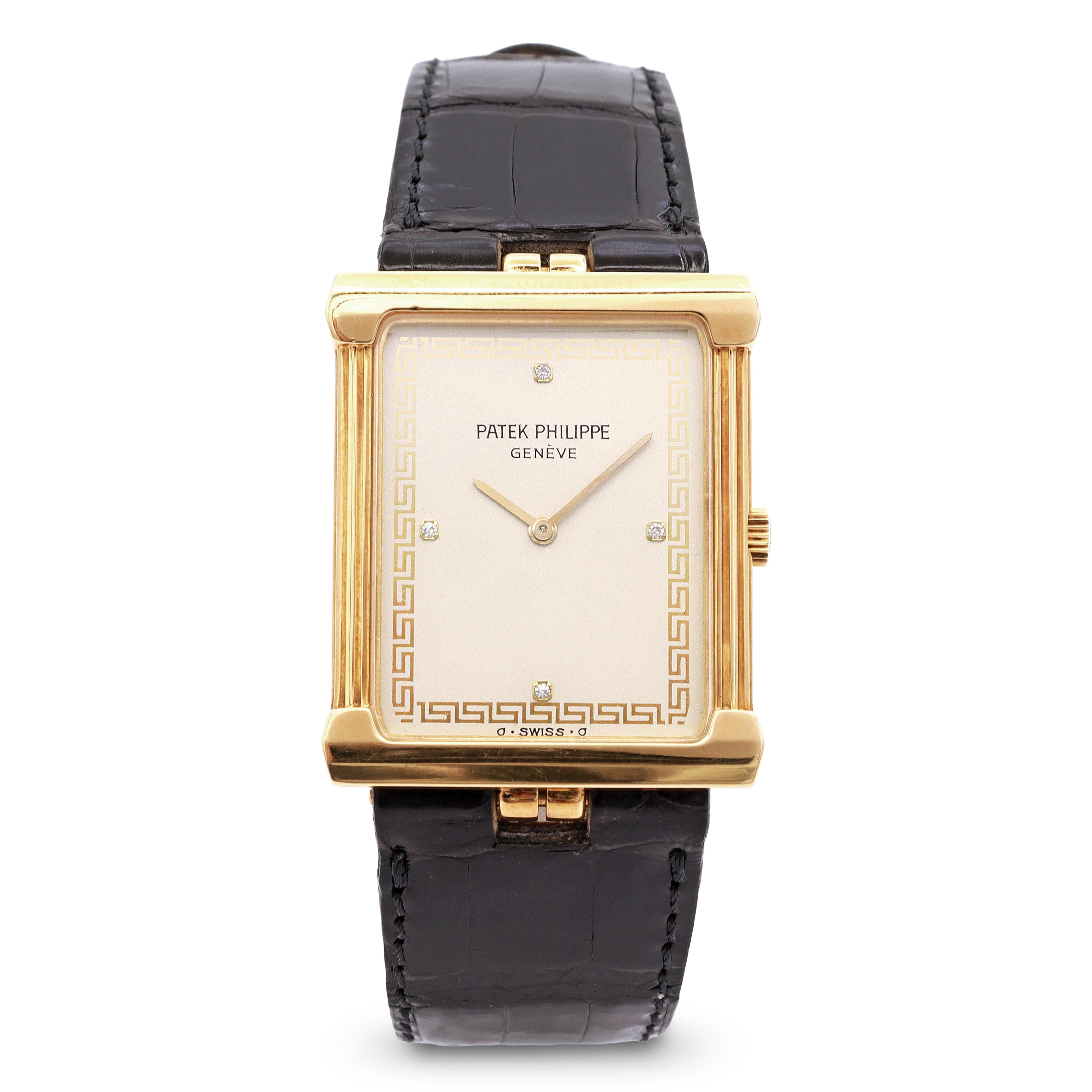 Patek Philippe Les Grecques 18K Yellow Gold Diamond Dial Hand Wind Men’s Watch