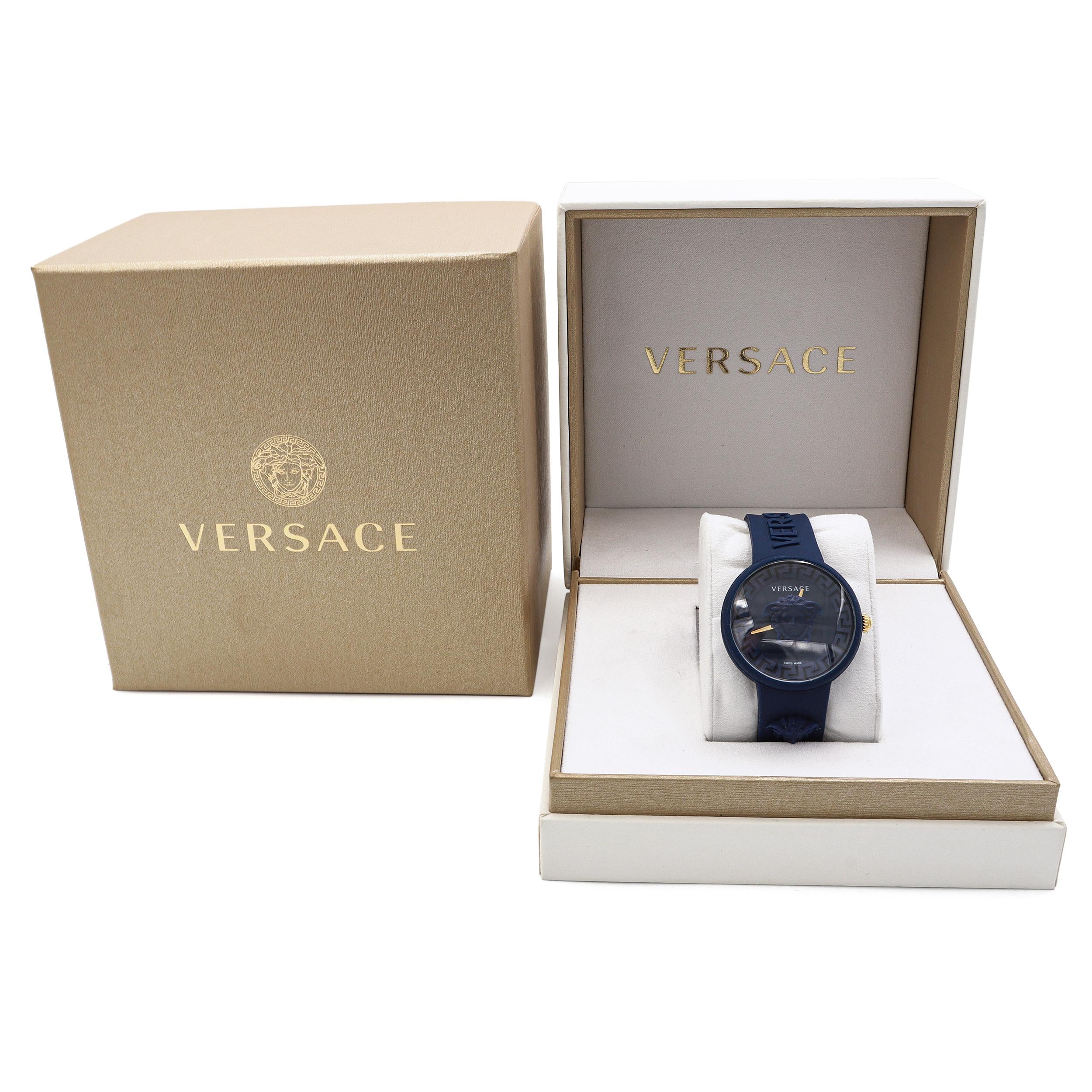 Versace Medusa Pop Blue Silicone Strap Swiss Quartz Watch