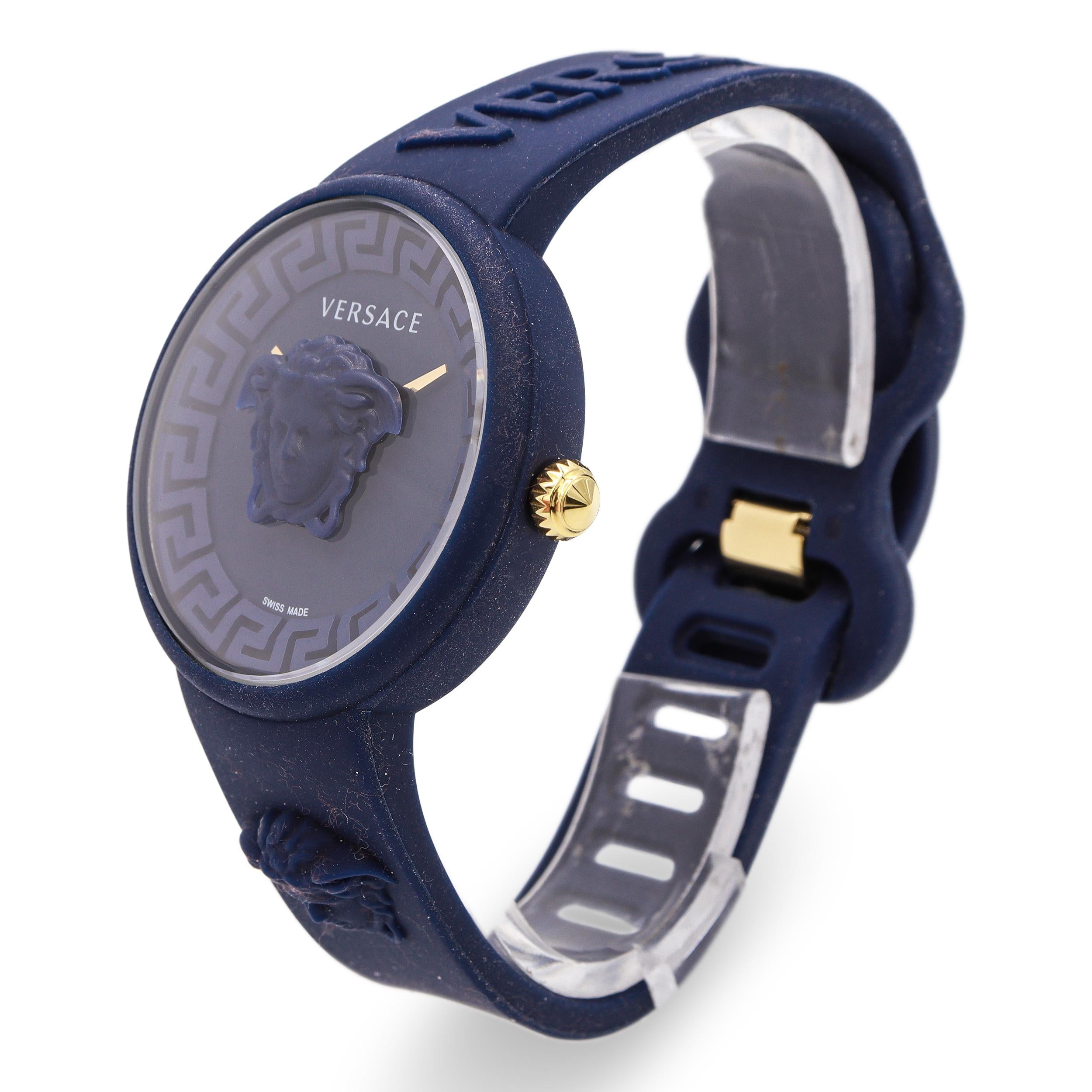 Versace Medusa Pop Blue Silicone Strap Swiss Quartz Watch