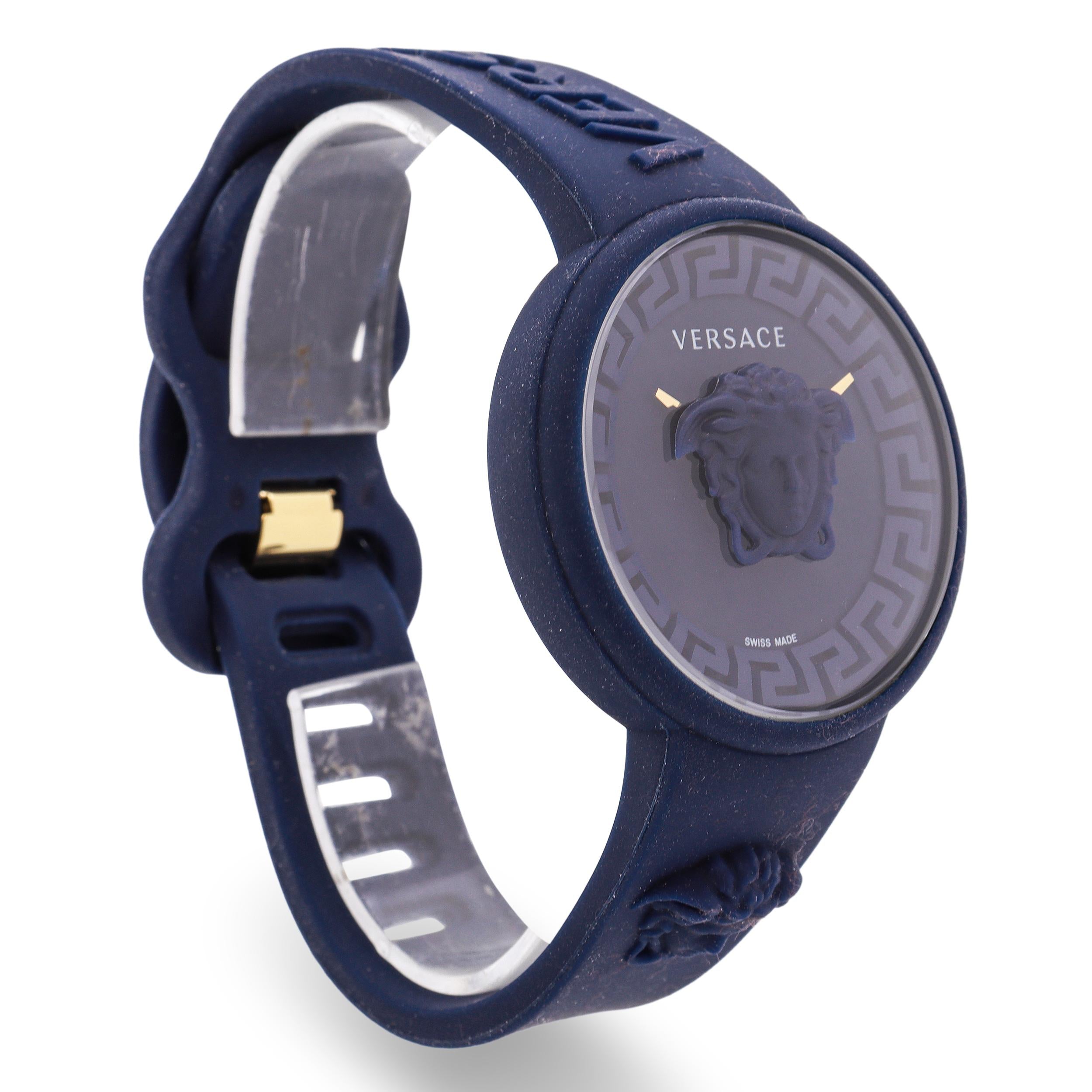 Versace Medusa Pop Blue Silicone Strap Swiss Quartz Watch