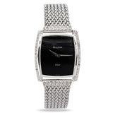 Vintage Bulova Dior 14k White Gold Diamond Bezel Hand Wind Men's Watch