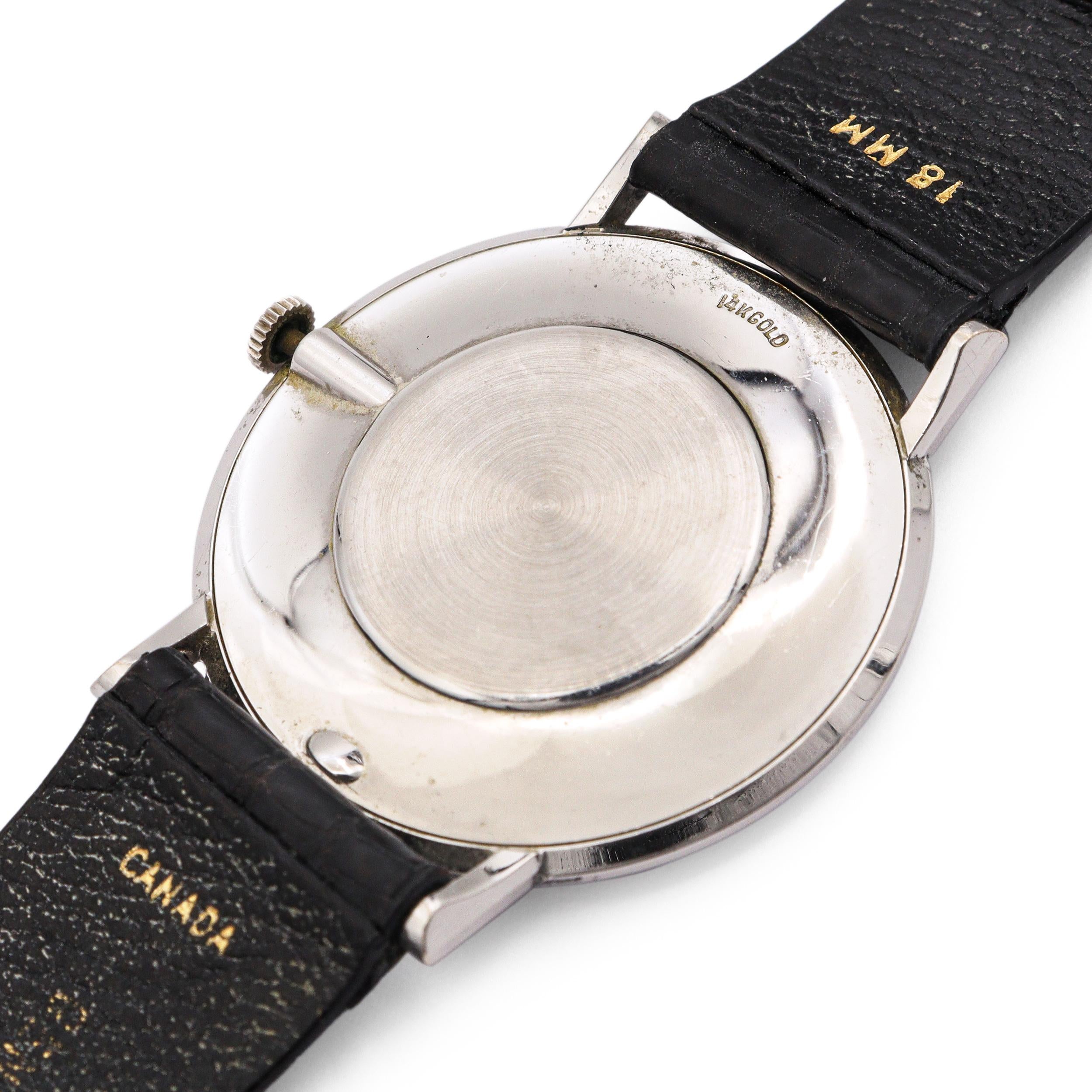 Vintage Omega 14k White Gold Diamond Hand Wind Men's Dress Watch