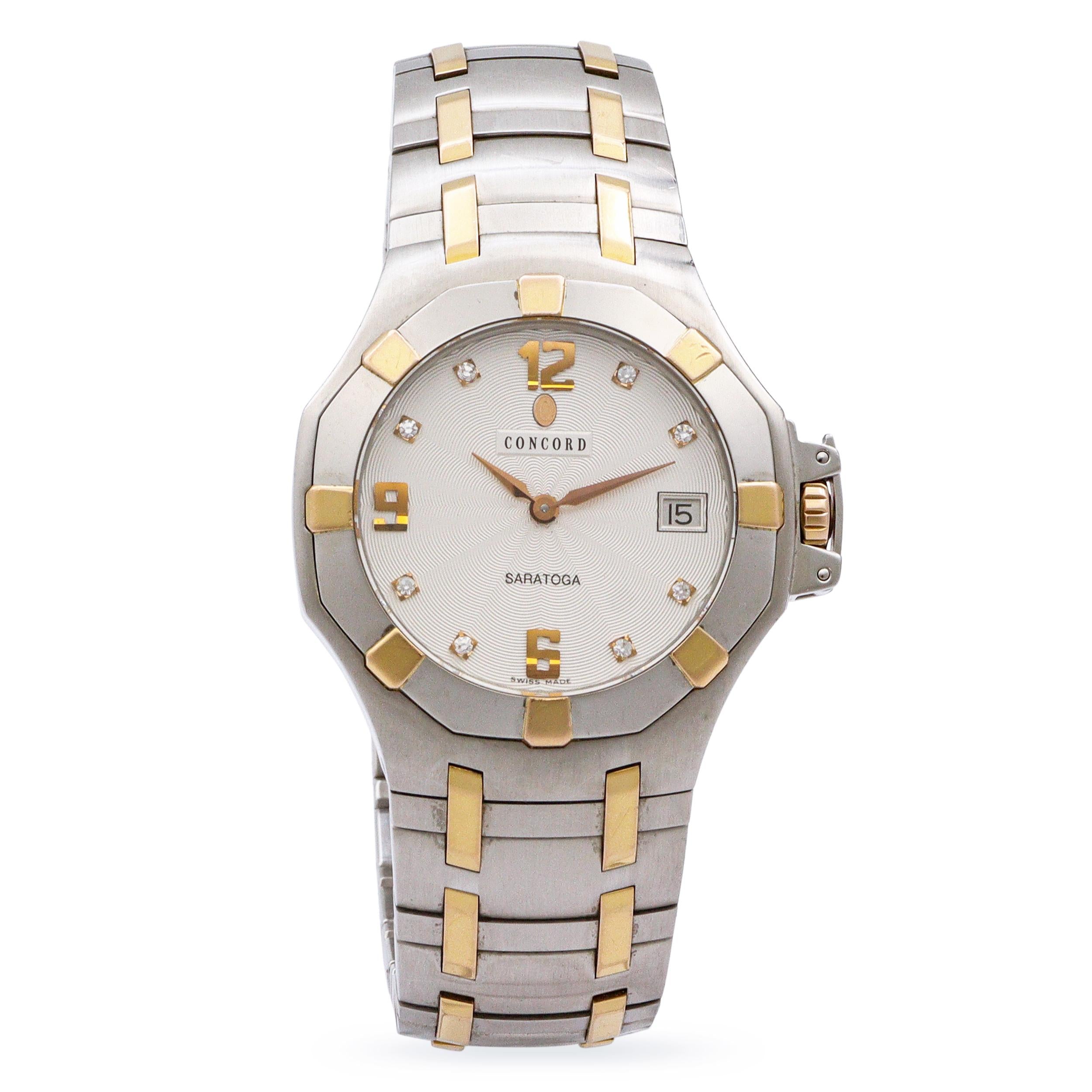 Concord Saratoga Stainless Steel Diamonds Date Quartz Men's Watch Ref.24.C2.1894