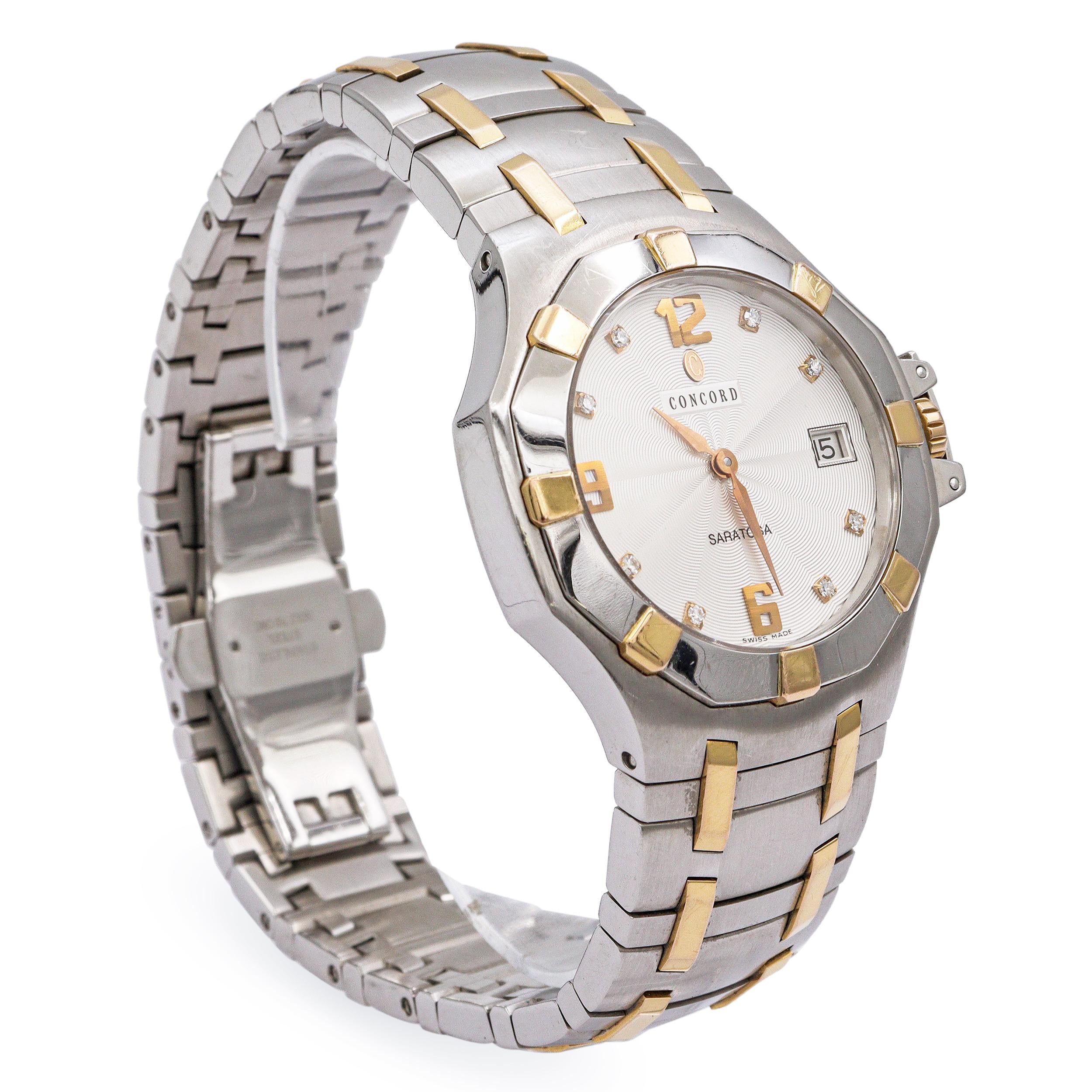 Concord Saratoga Stainless Steel Diamonds Date Quartz Men's Watch Ref.24.C2.1894