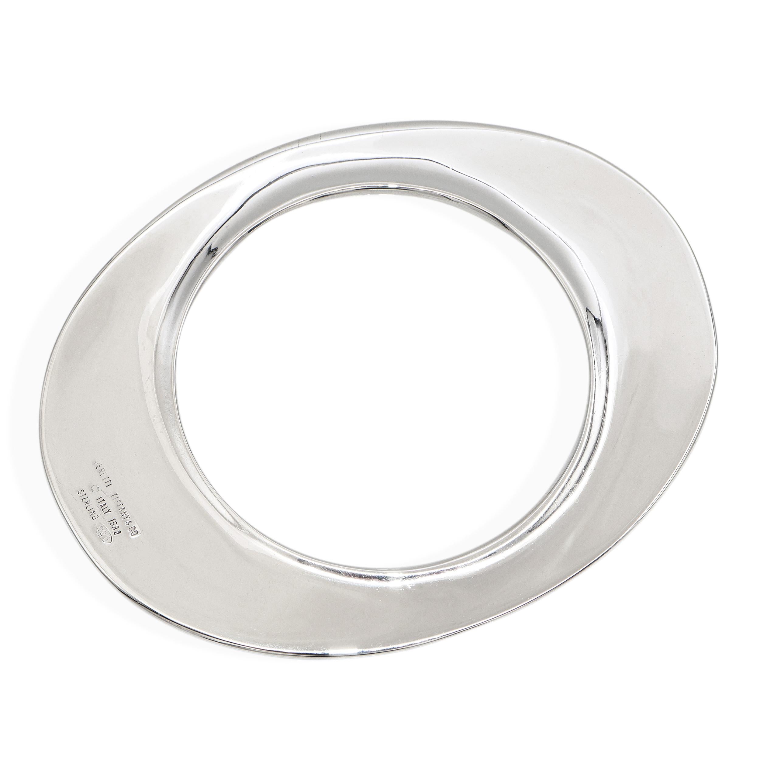 Tiffany & Co. Elsa Peretti Sterling Silver Flying Saucer Open Bangle Bracelet