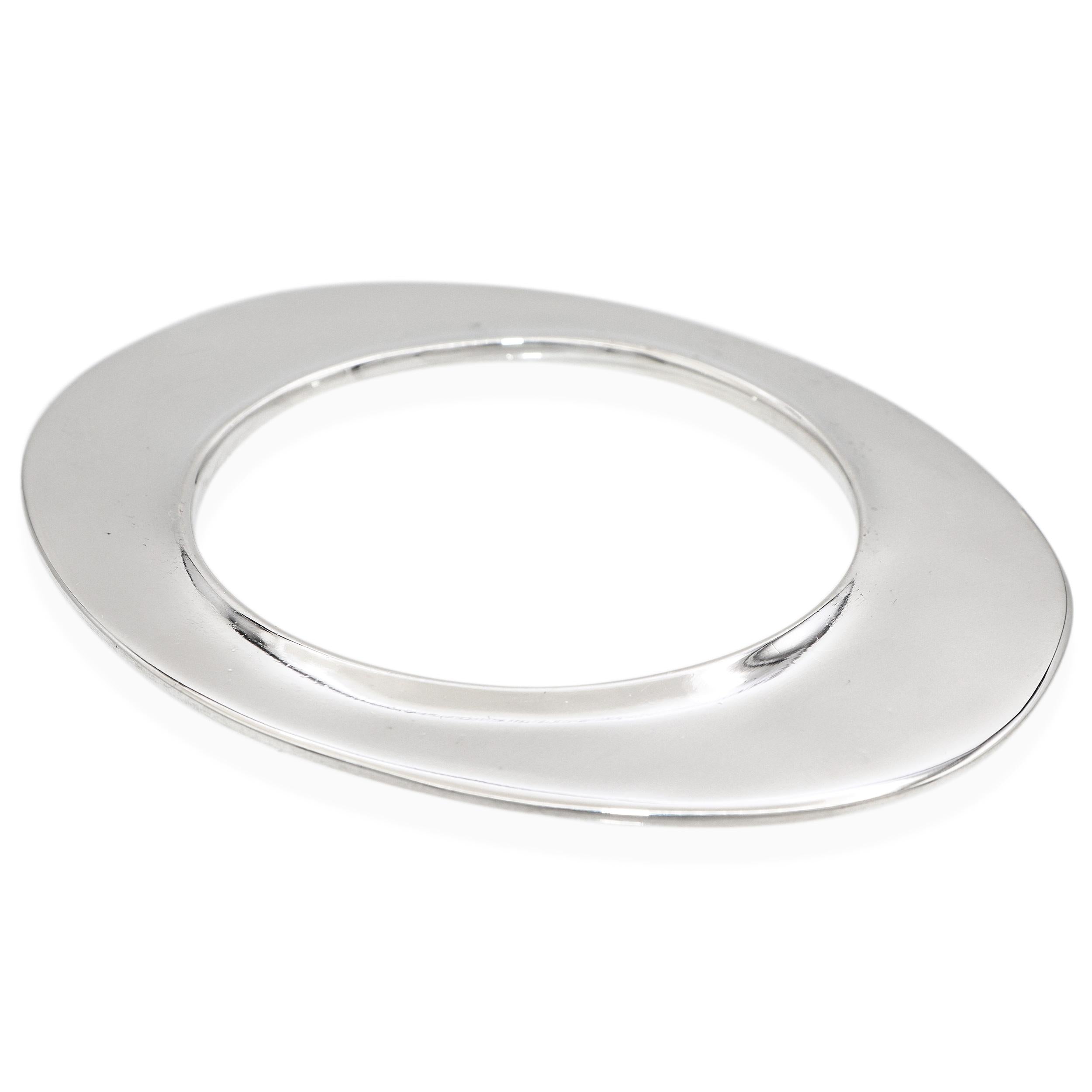 Tiffany & Co. Elsa Peretti Sterling Silver Flying Saucer Open Bangle Bracelet