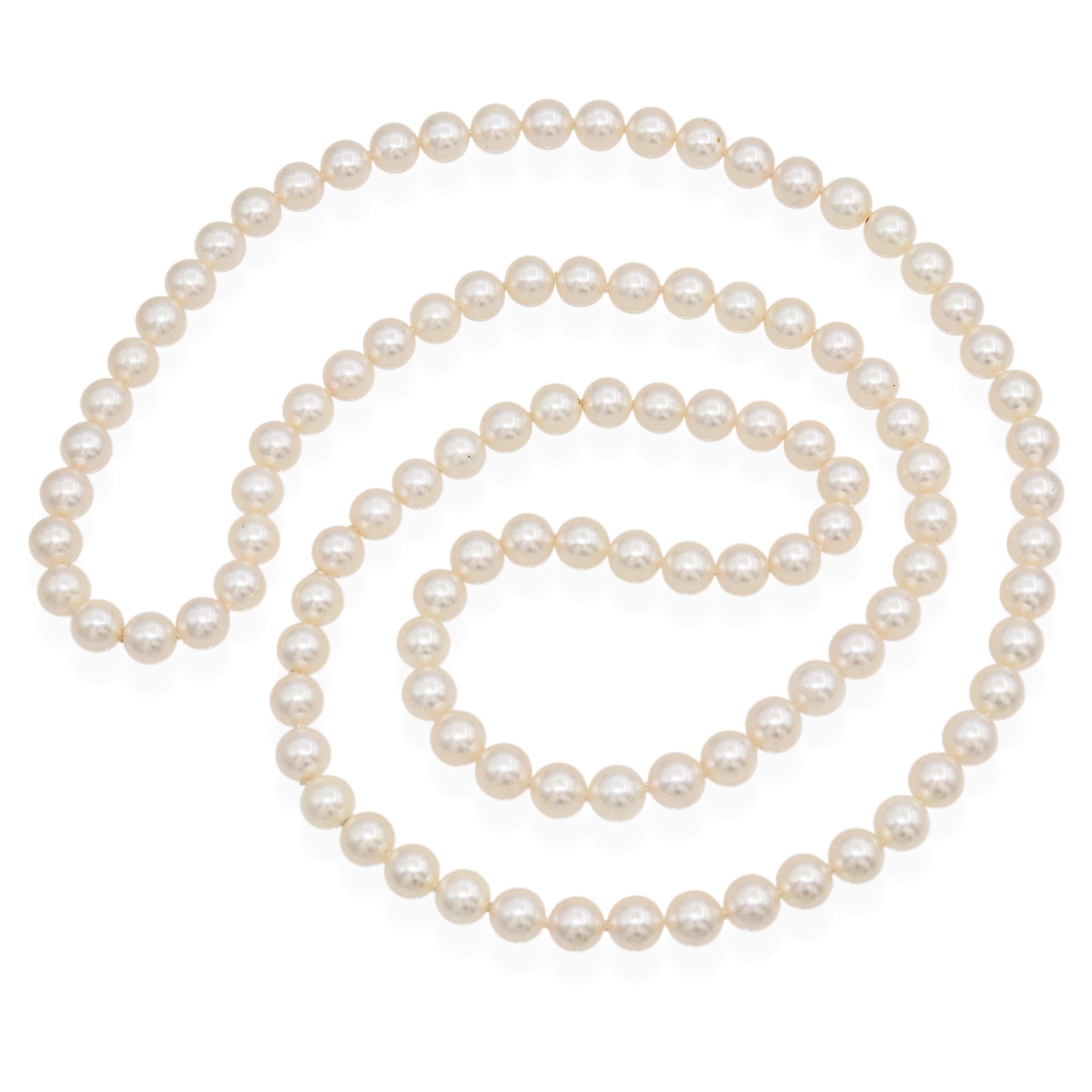 Vintage 8mm Pearl 39" Beaded Necklace