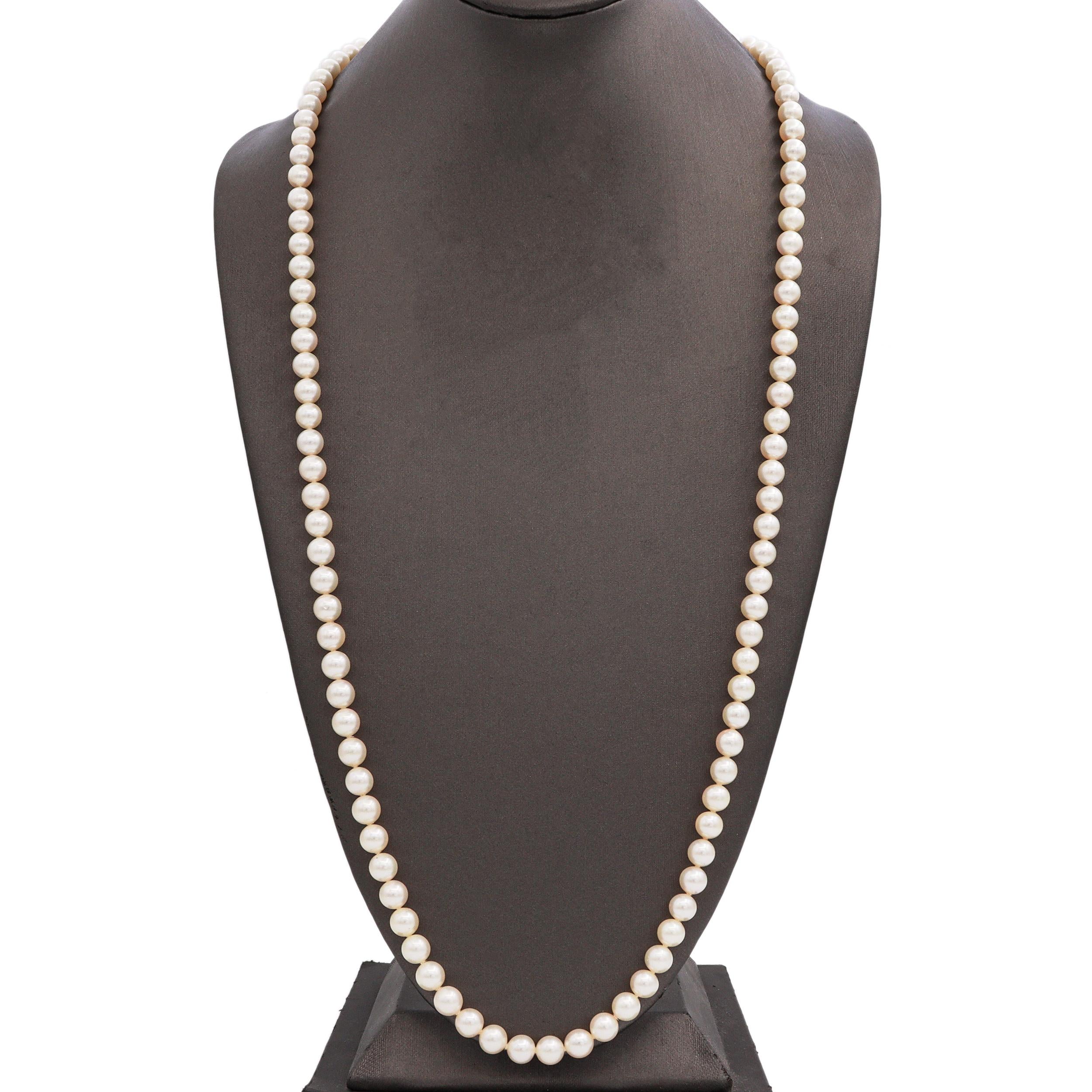 Vintage 8mm Pearl 39" Beaded Necklace