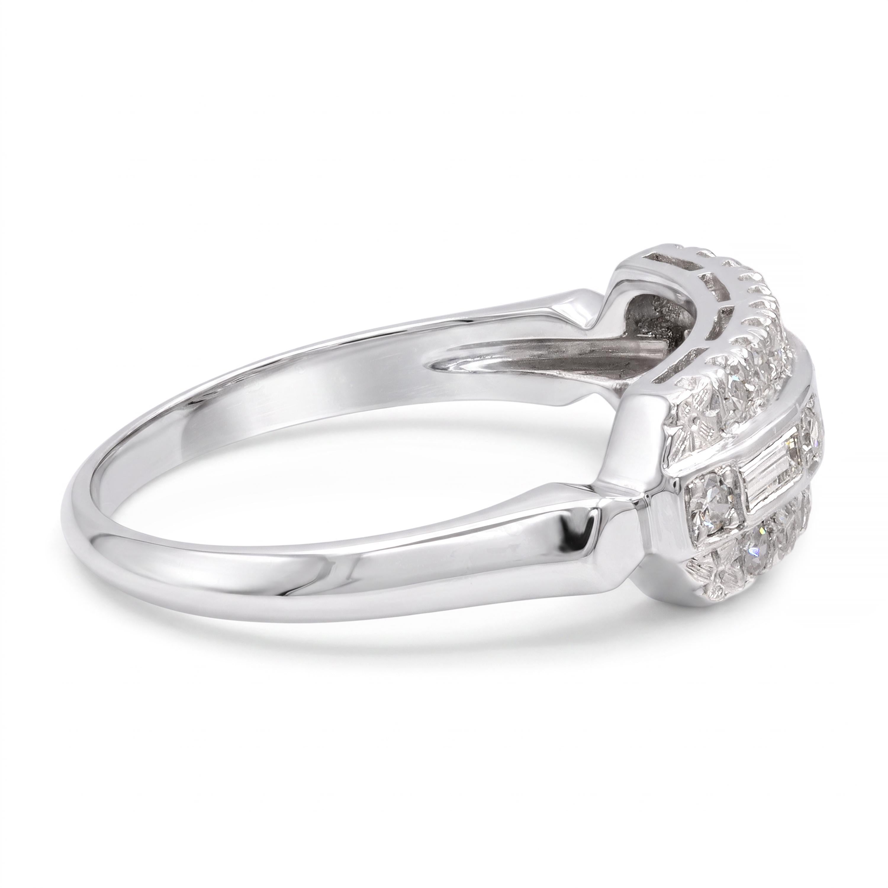 Vintage 900 Platinum Single Cut Diamond Half Band Ring