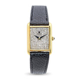 Vintage Universal Genève 18k Yellow Gold Diamond Dial Hand-Wind Tank Watch