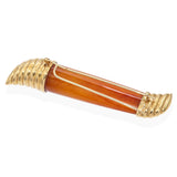 Vintage 18K Yellow Gold & Amber Brooch / Hair Ornament