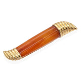 Vintage 18K Yellow Gold & Amber Brooch / Hair Ornament