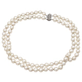 Vintage 14k White Gold Pearl Double Beaded Strand Necklace