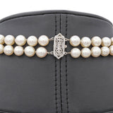 Vintage 14k White Gold Pearl Double Beaded Strand Necklace