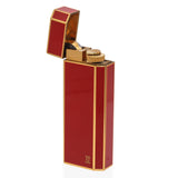 Vintage Cartier Les Must Pentagon Red Lacquer Gold Plated Lighter
