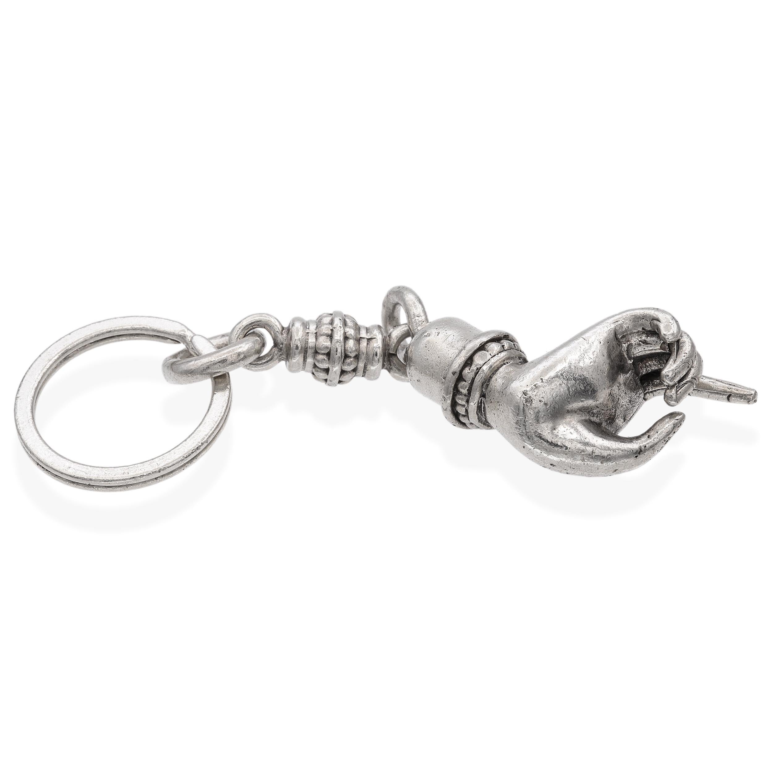 Gregg Wolf Sterling Silver Hand Motif Key Ring