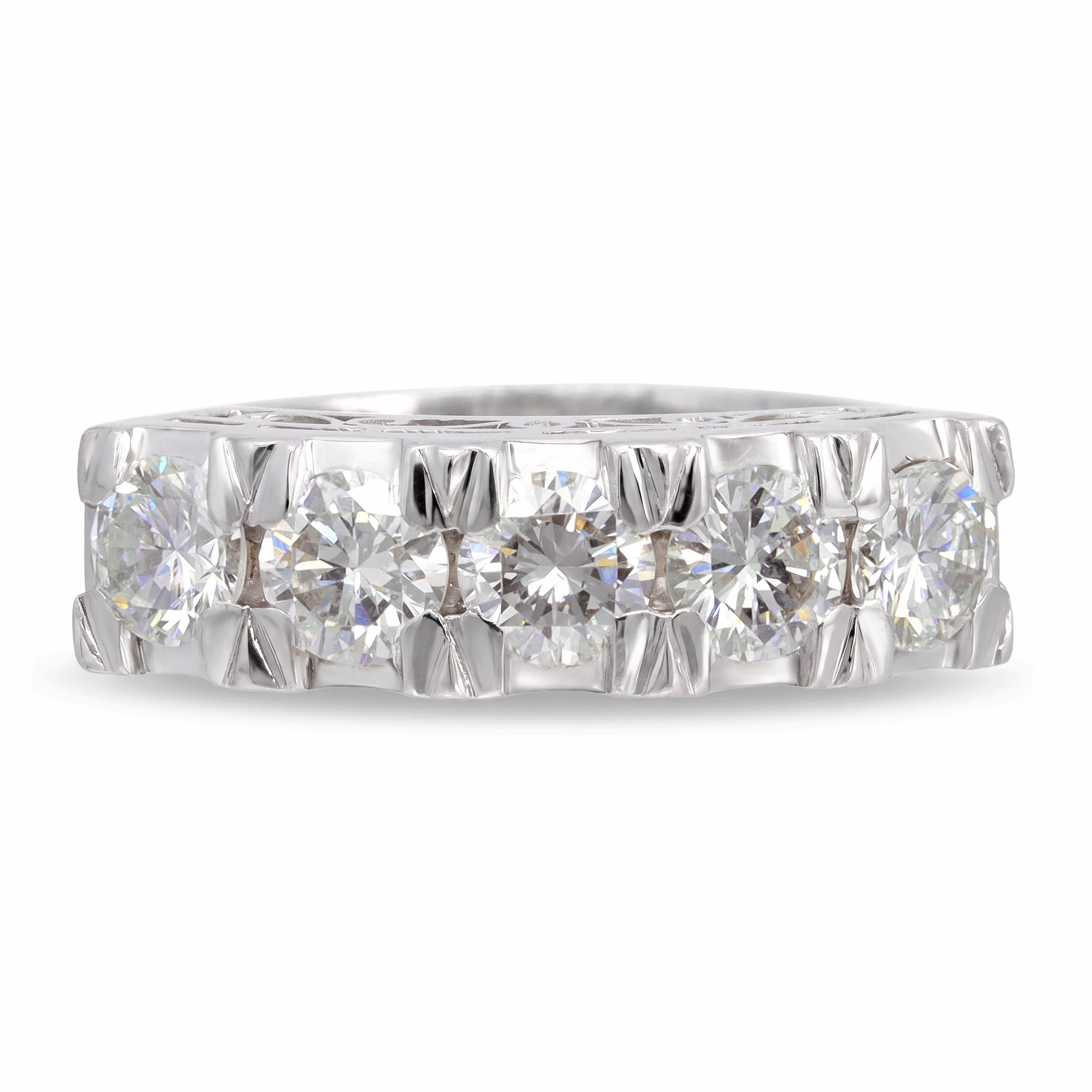 Vintage Platinum 1.45tcw Diamond Five Stone Ring
