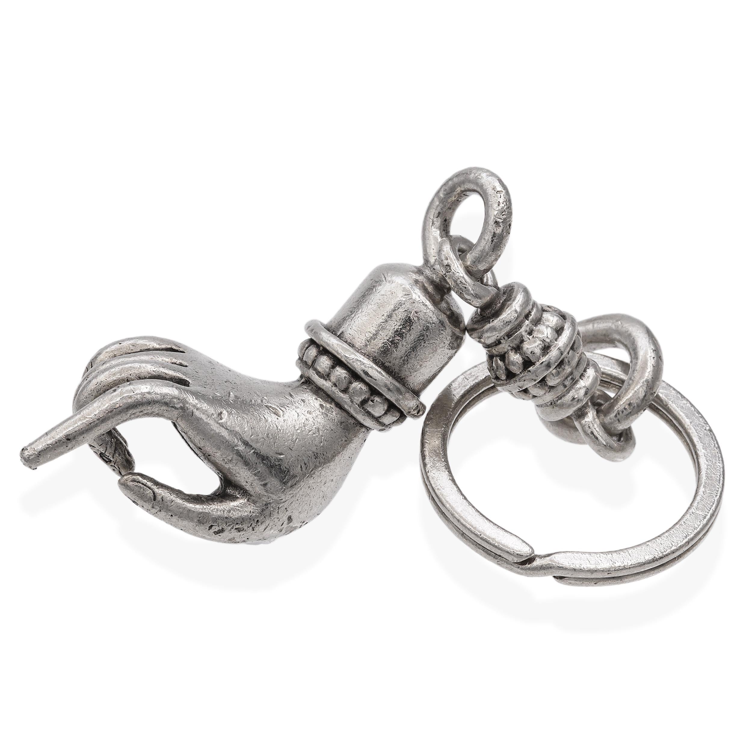 Gregg Wolf Sterling Silver Hand Motif Key Ring