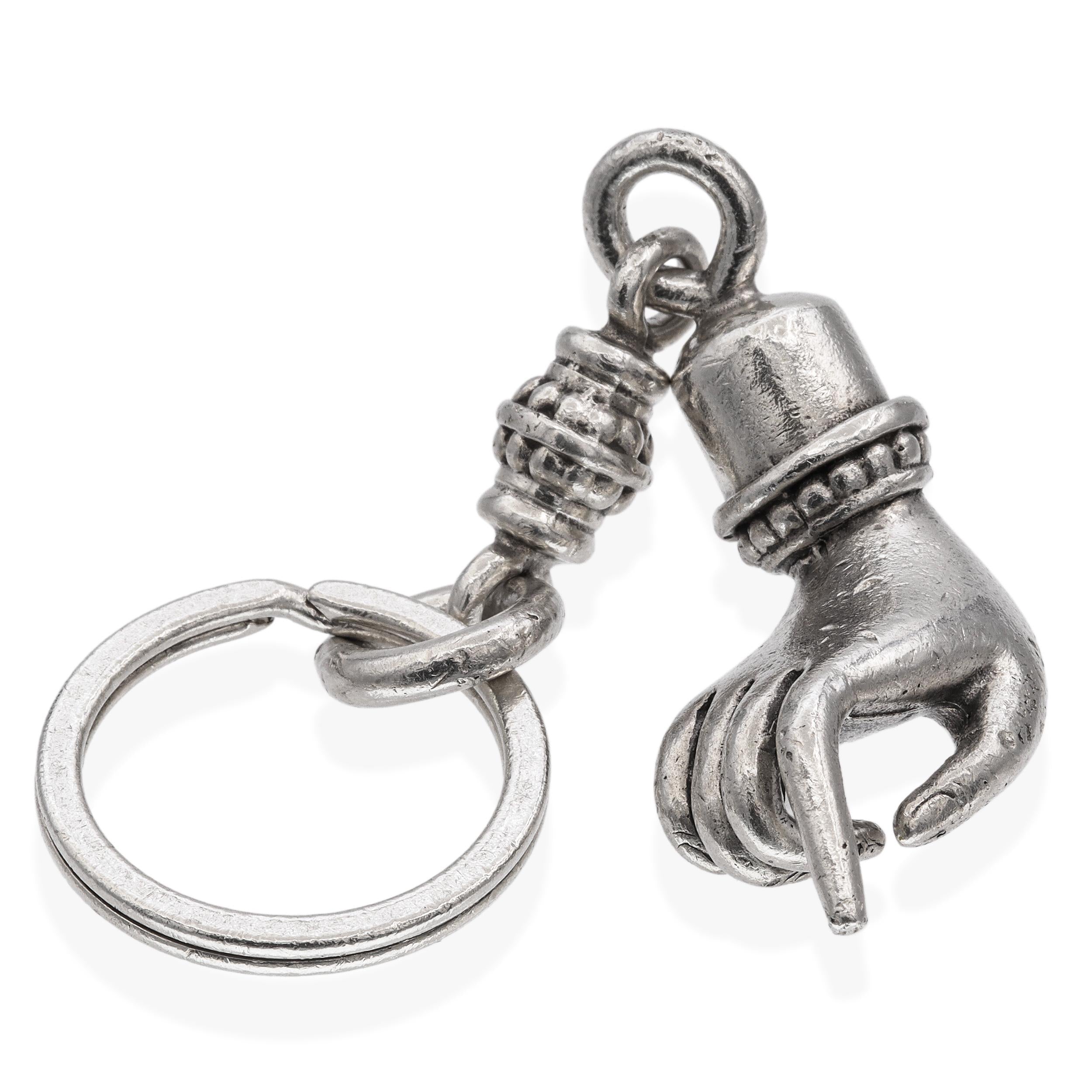 Gregg Wolf Sterling Silver Hand Motif Key Ring