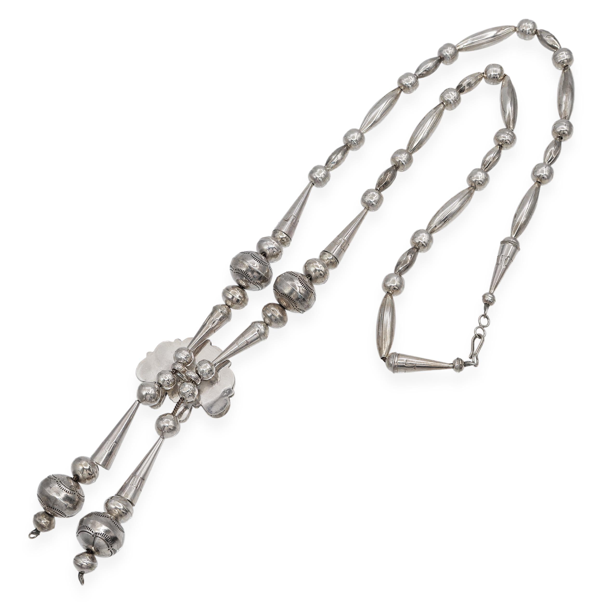 Vintage Southwest Zuni Sterling Silver Multi-Stone Inlay Statement Necklace