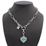 Judith Ripka Sterling Silver Blue Topaz & CZ Heart Pendant Necklace