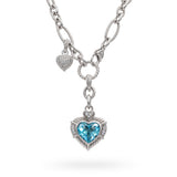 Judith Ripka Sterling Silver Blue Topaz & CZ Heart Pendant Necklace
