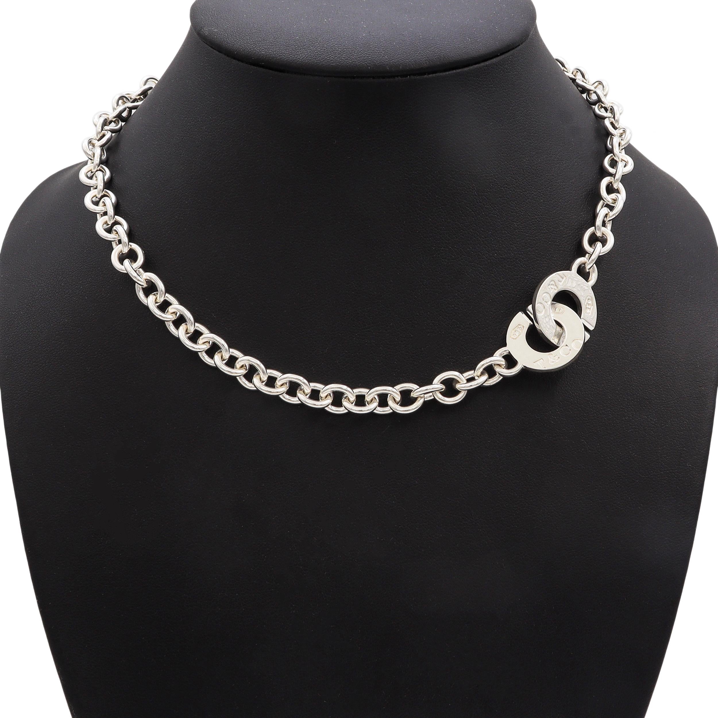 Tiffany & Co. 1837 Sterling Silver Circle Link Toggle Necklace