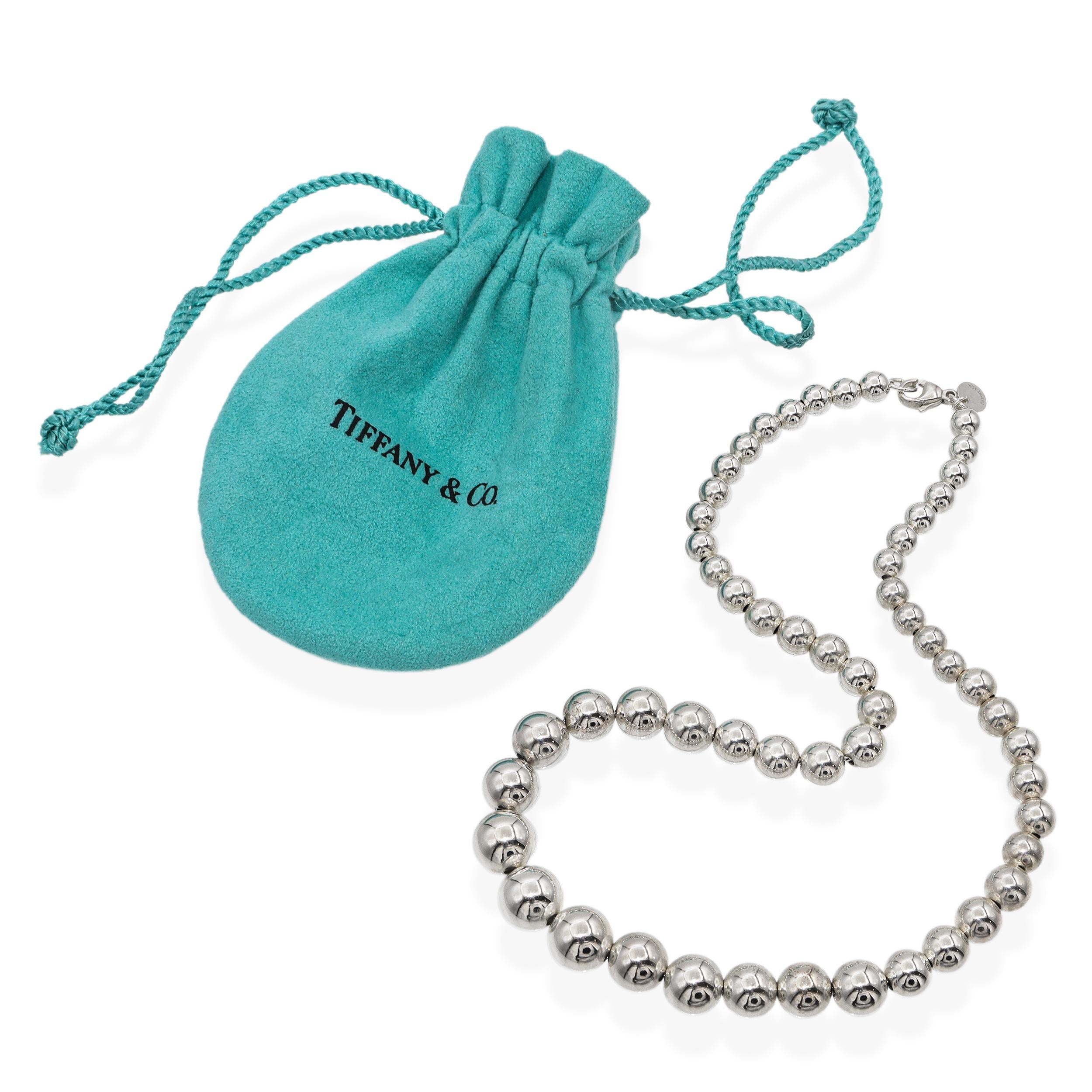 Tiffany & Co. Sterling Silver Hardware Graduated Bead Necklace
