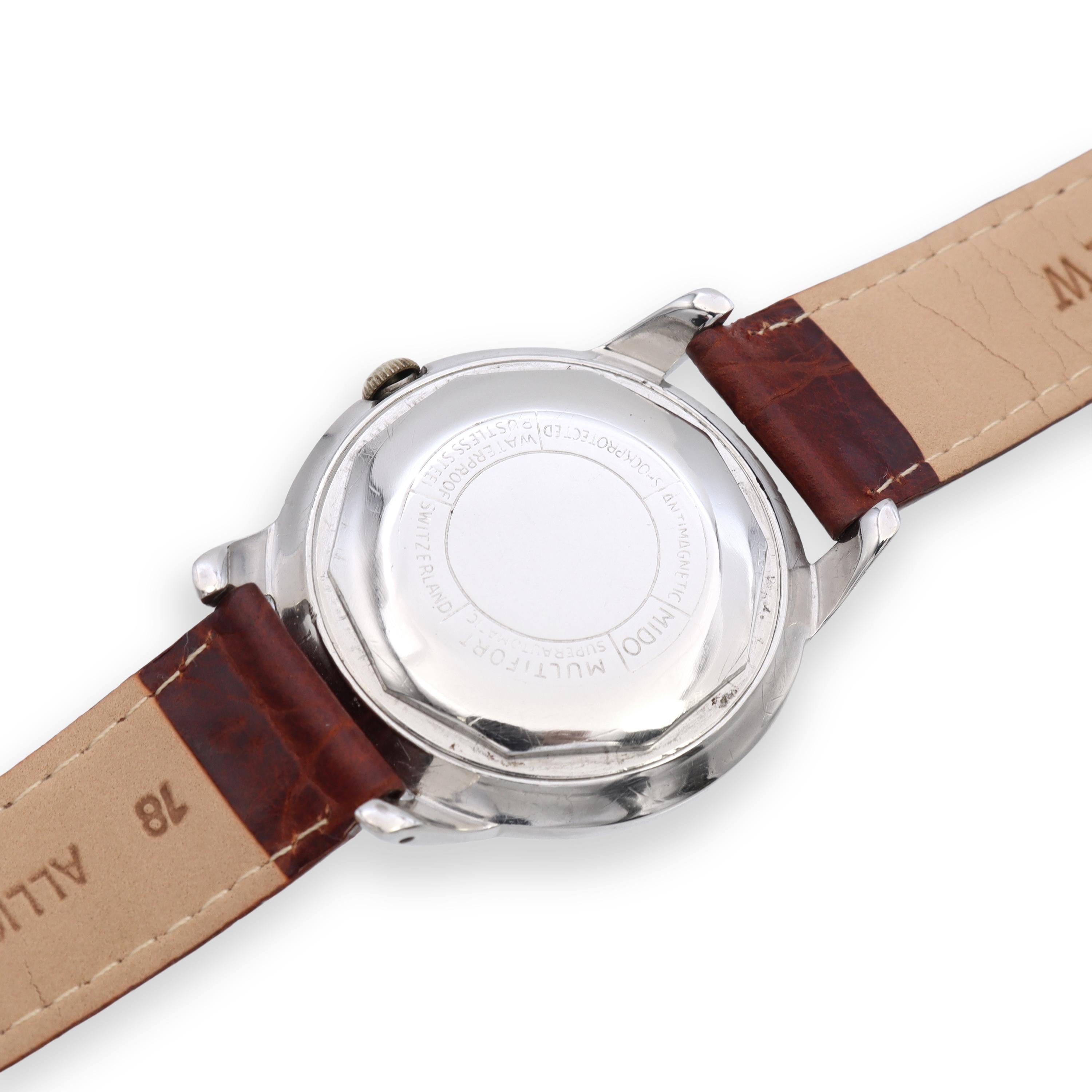 Vintage Mido Multifort Powerwind Stainless Steel Automatic Men's Watch