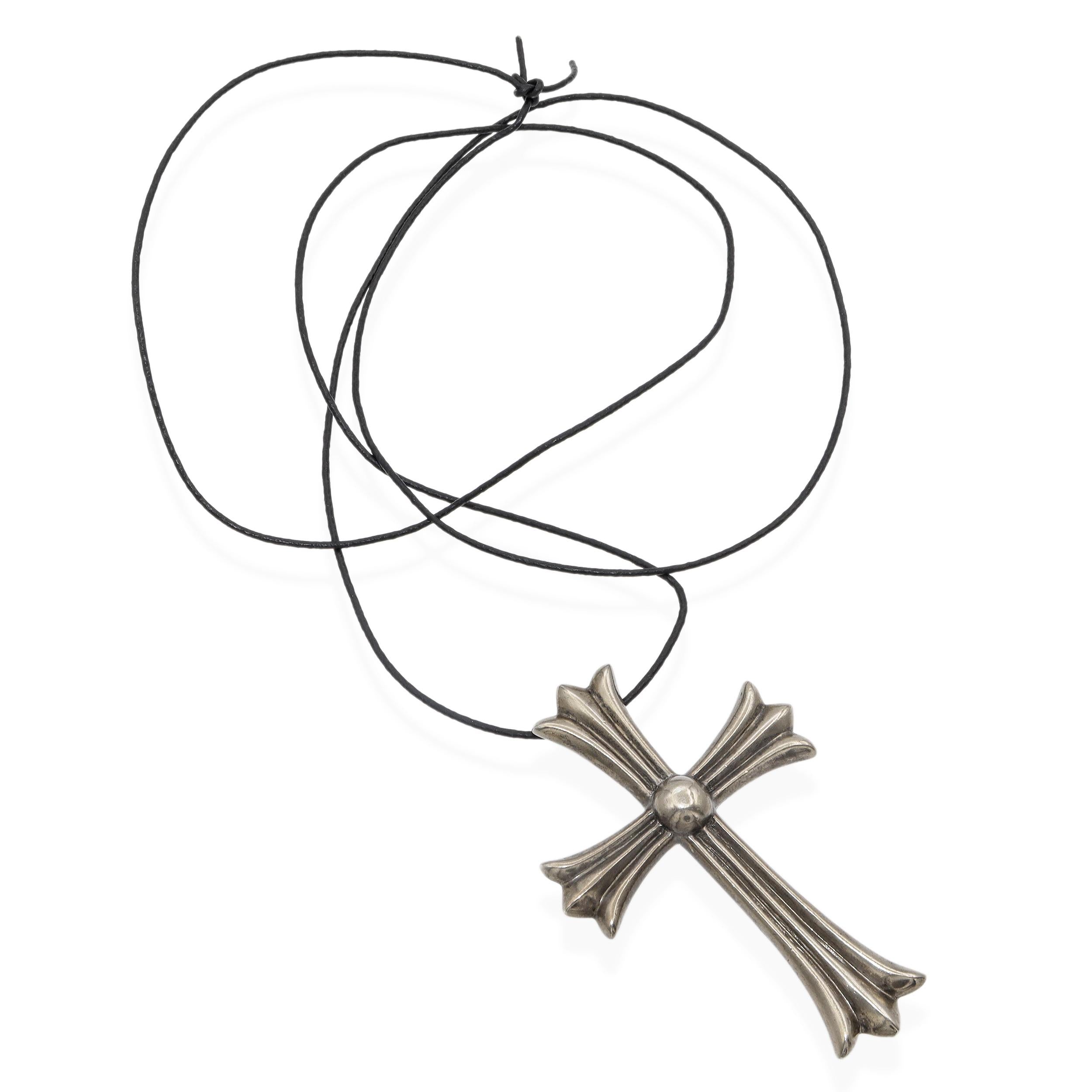 Vintage Chrome Hearts Sterling Silver Cross Pendant Necklace