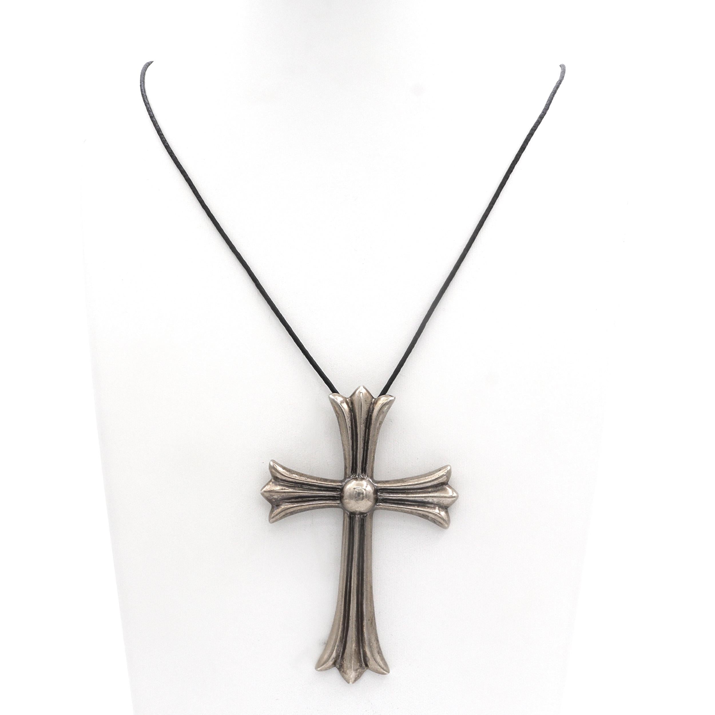Vintage Chrome Hearts Sterling Silver Cross Pendant Necklace