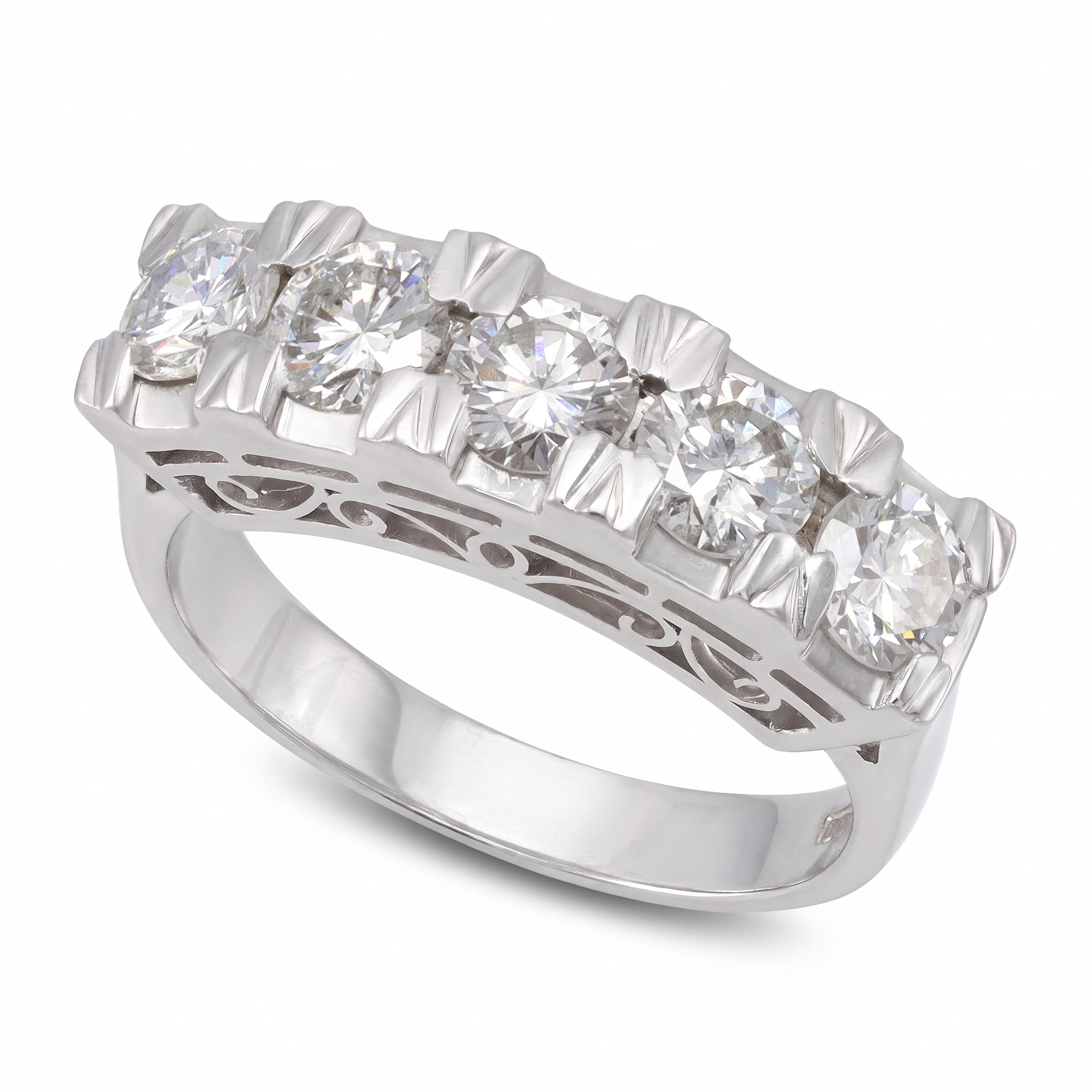 Vintage Platinum 1.45tcw Diamond Five Stone Ring