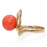 Vintage 14K Yellow Gold Red Coral Ring