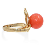 Vintage 14K Yellow Gold Red Coral Ring