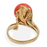 Vintage 14K Yellow Gold Red Coral Ring