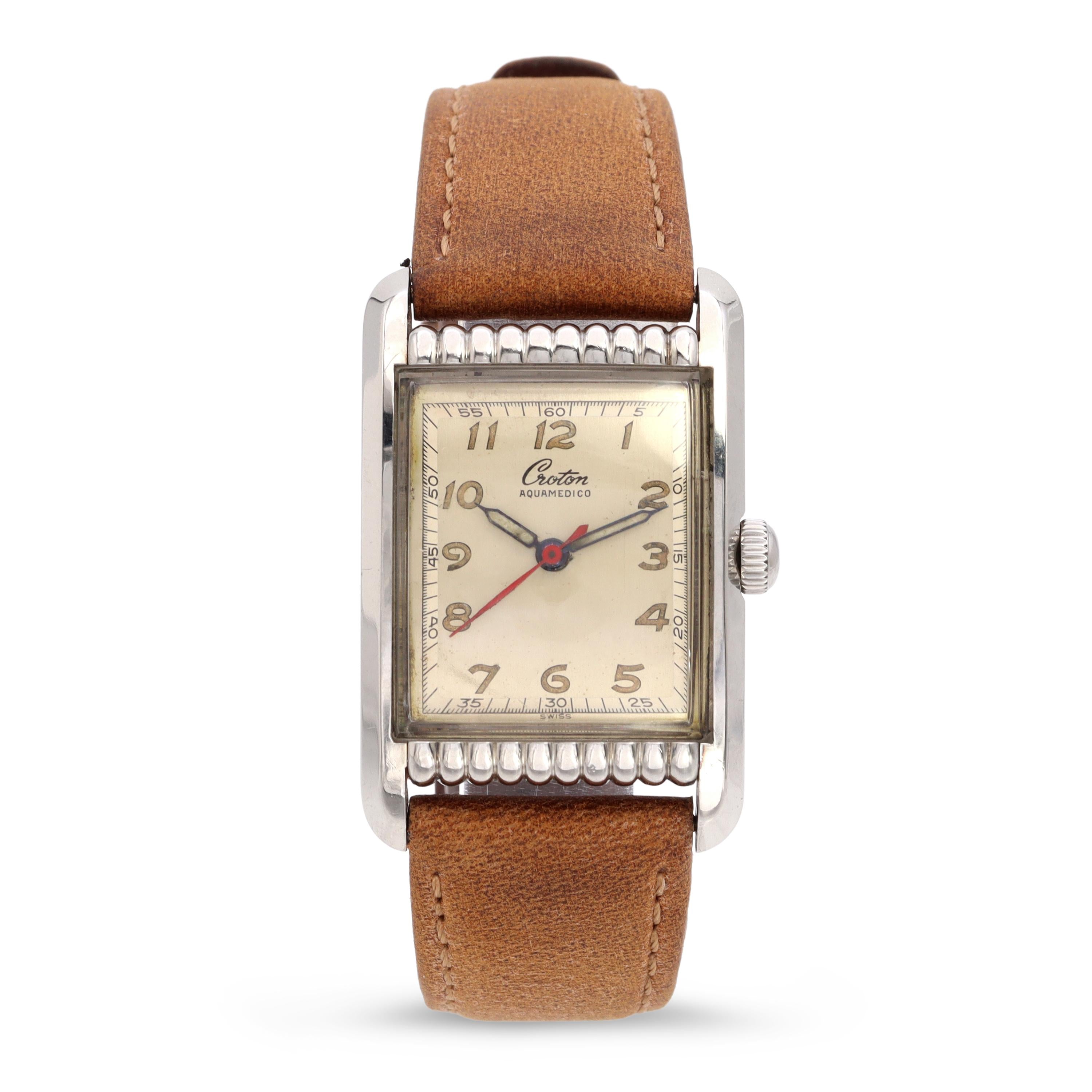 Vintage Croton Aquamedico Rectangular Hand-Wind Men's Watch