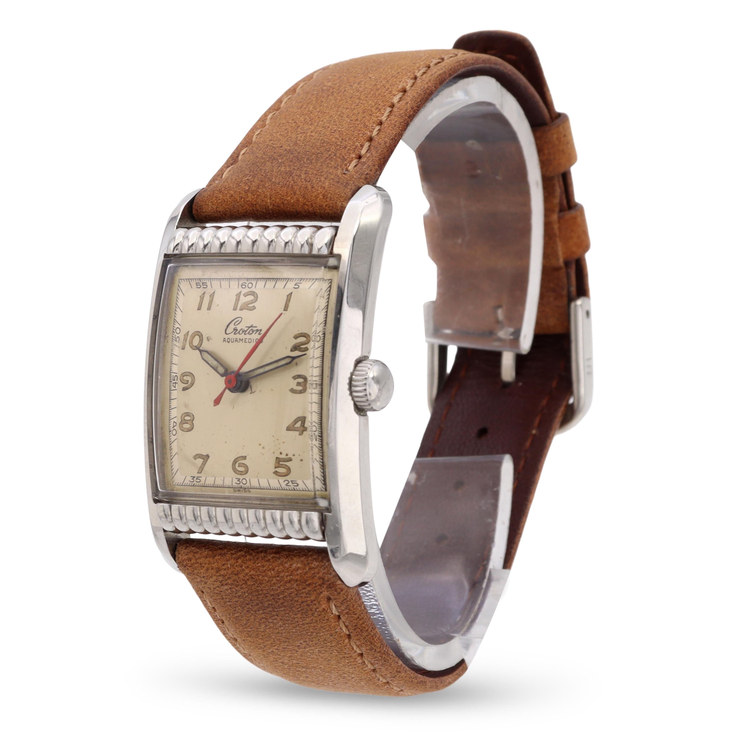 Vintage Croton Aquamedico Rectangular Hand-Wind Men's Watch