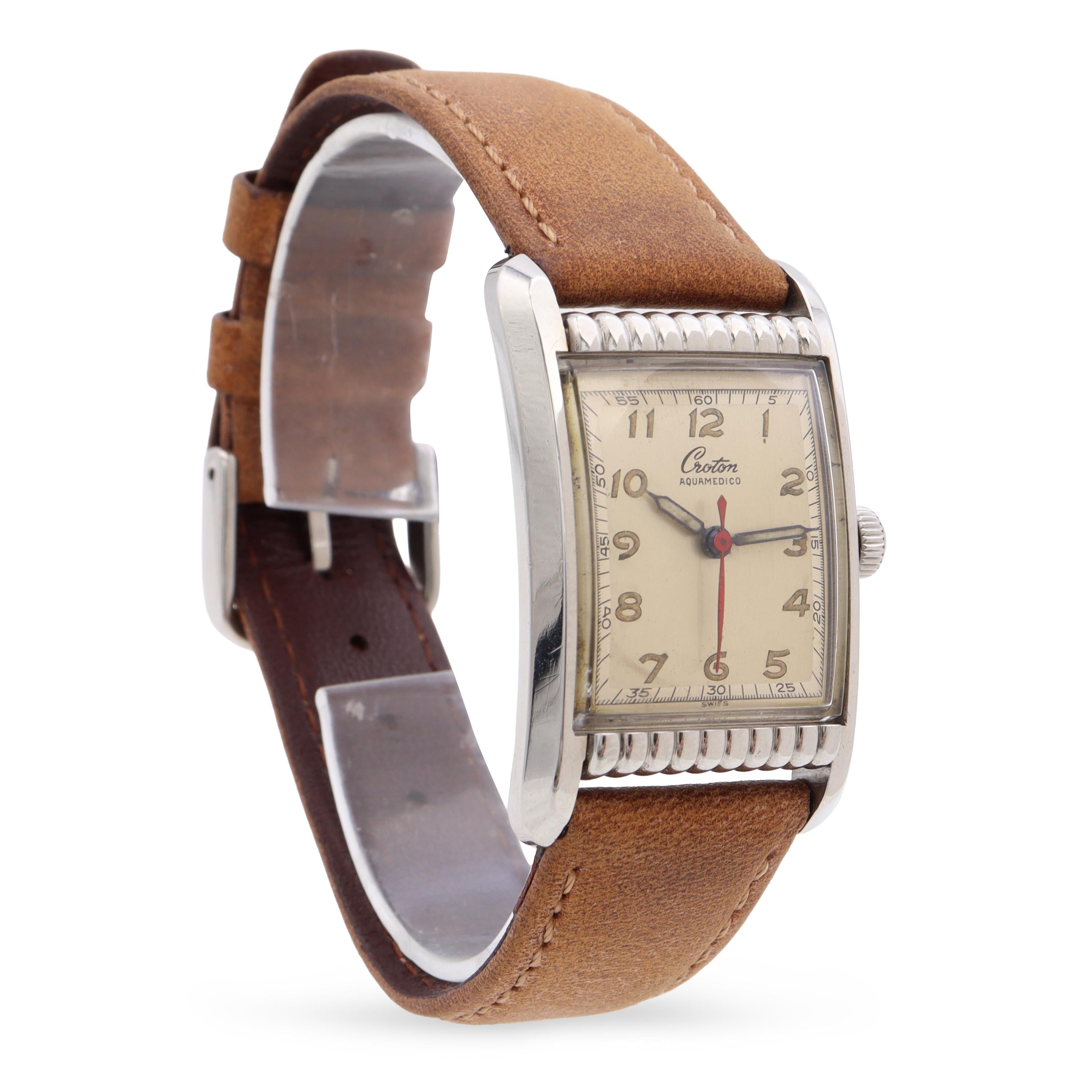 Vintage Croton Aquamedico Rectangular Hand-Wind Men's Watch