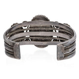 Vintage Navajo Sterling Silver Large Turquoise Three-Stone Cuff Bracelet