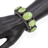 Vintage Navajo Sterling Silver Green Turquoise Five-Stone Cuff Bracelet