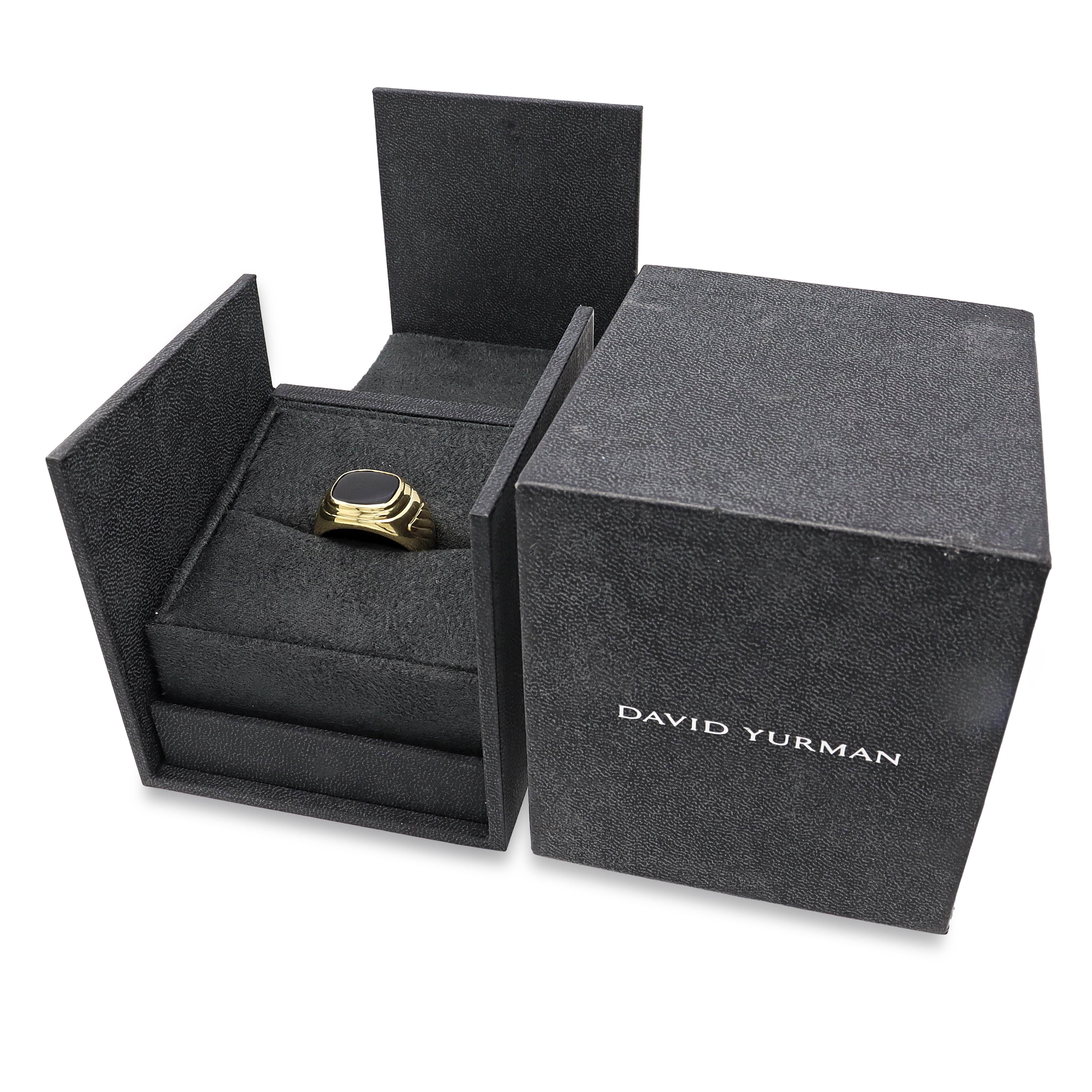 David Yurman 18K Yellow Gold Black Onyx Signet Ring