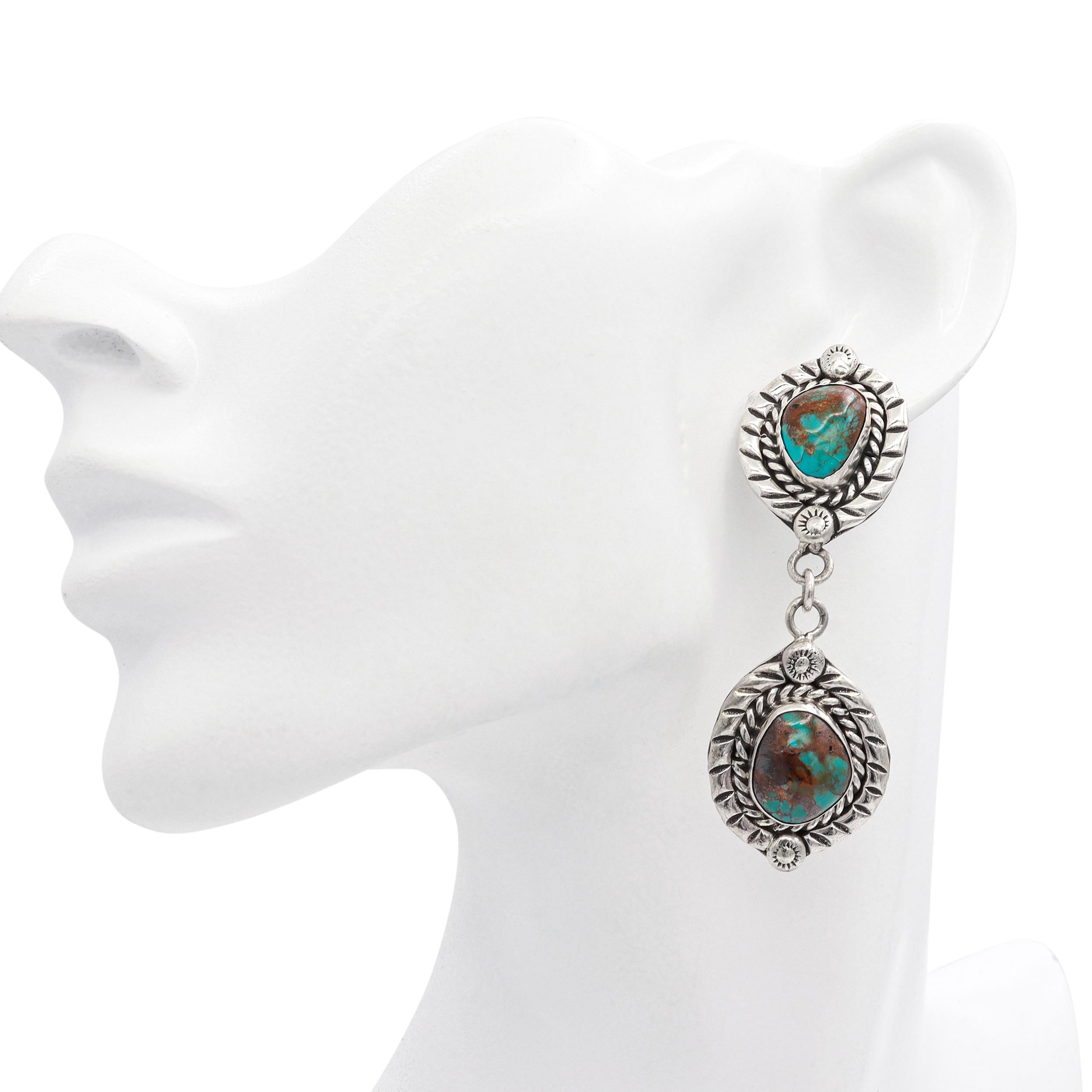 Lot of 4 Vintage DC Sterling Silver Turquoise Set w/ Squash Blossom Necklace