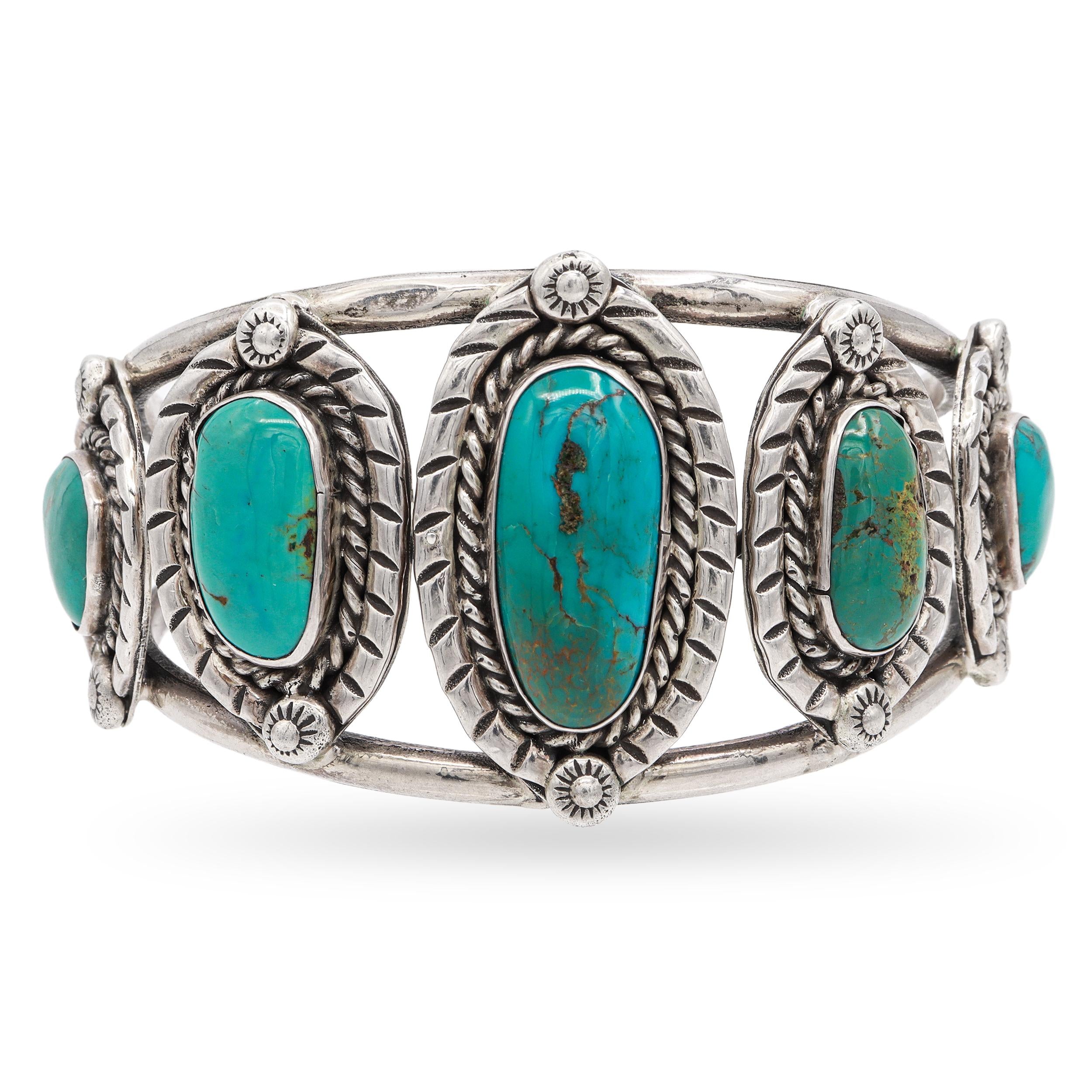 Lot of 4 Vintage DC Sterling Silver Turquoise Set w/ Squash Blossom Necklace