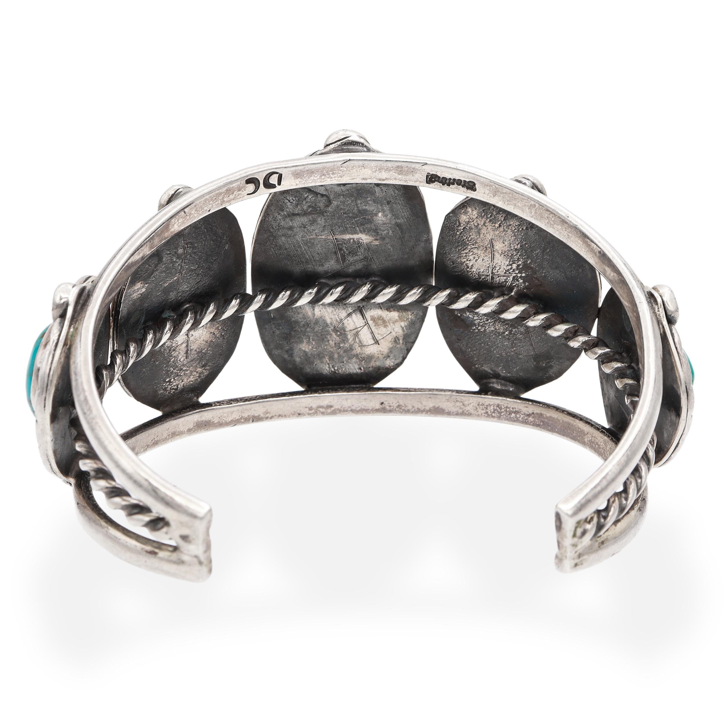 Lot of 4 Vintage DC Sterling Silver Turquoise Set w/ Squash Blossom Necklace