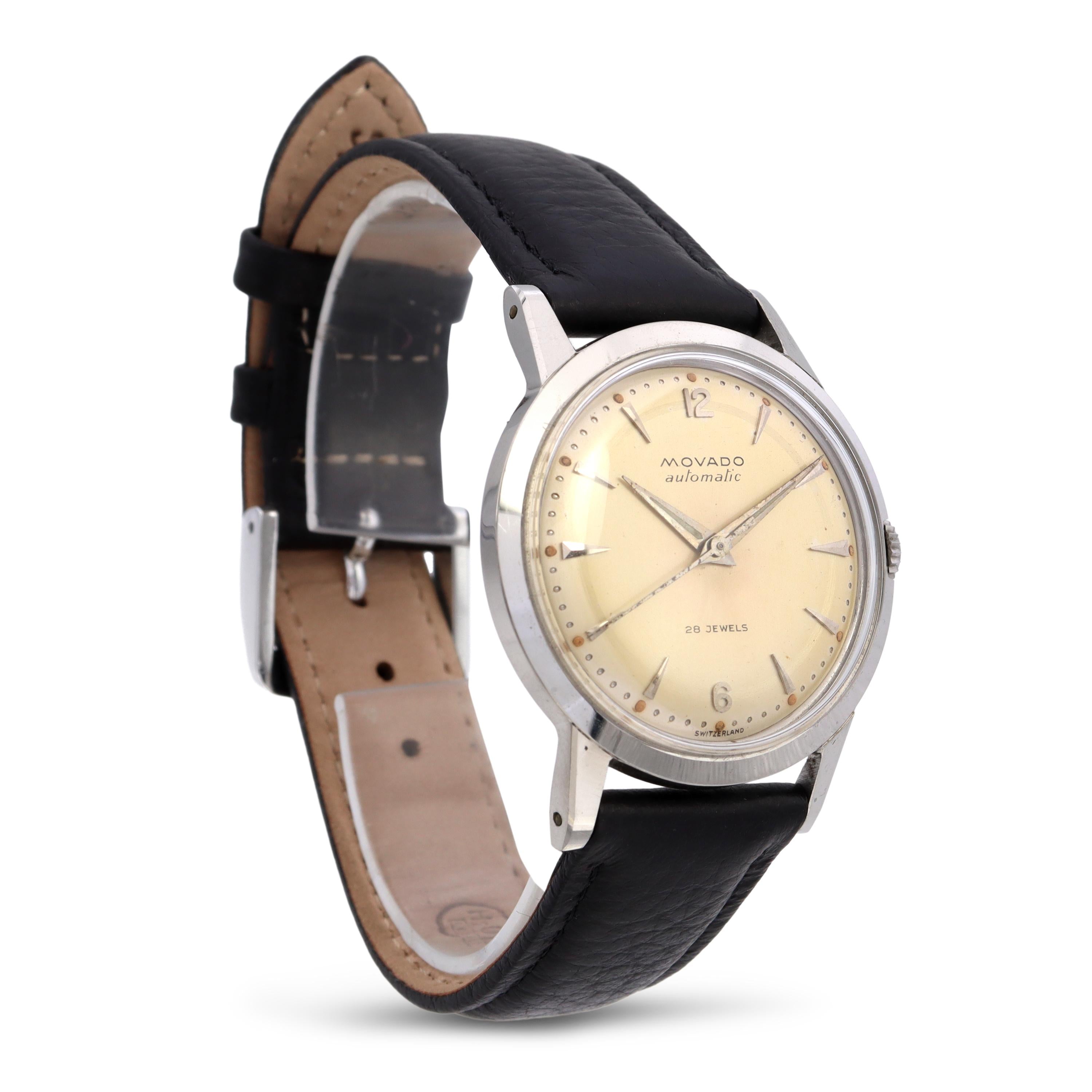 Vintage Movado Stainless Steel Automatic 28 Jewels Men's Watch