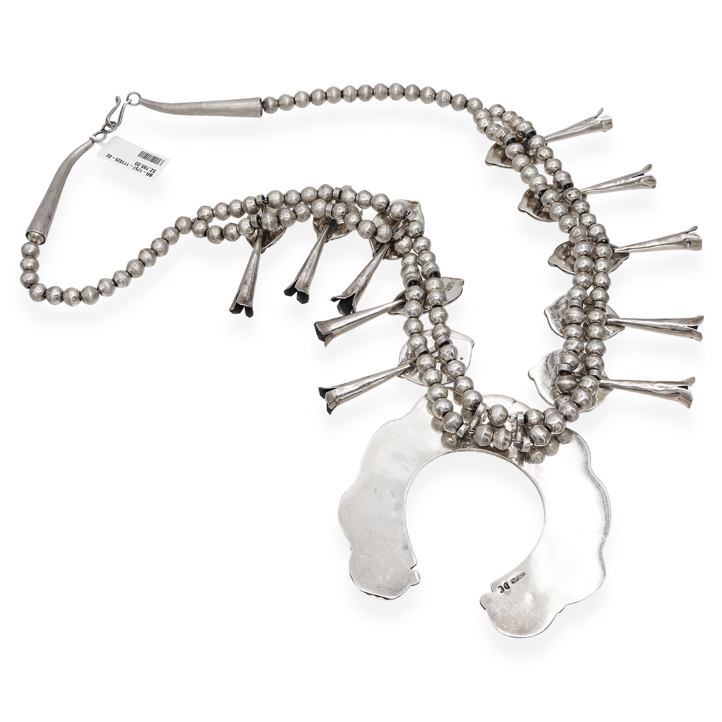 Lot of 4 Vintage DC Sterling Silver Turquoise Set w/ Squash Blossom Necklace