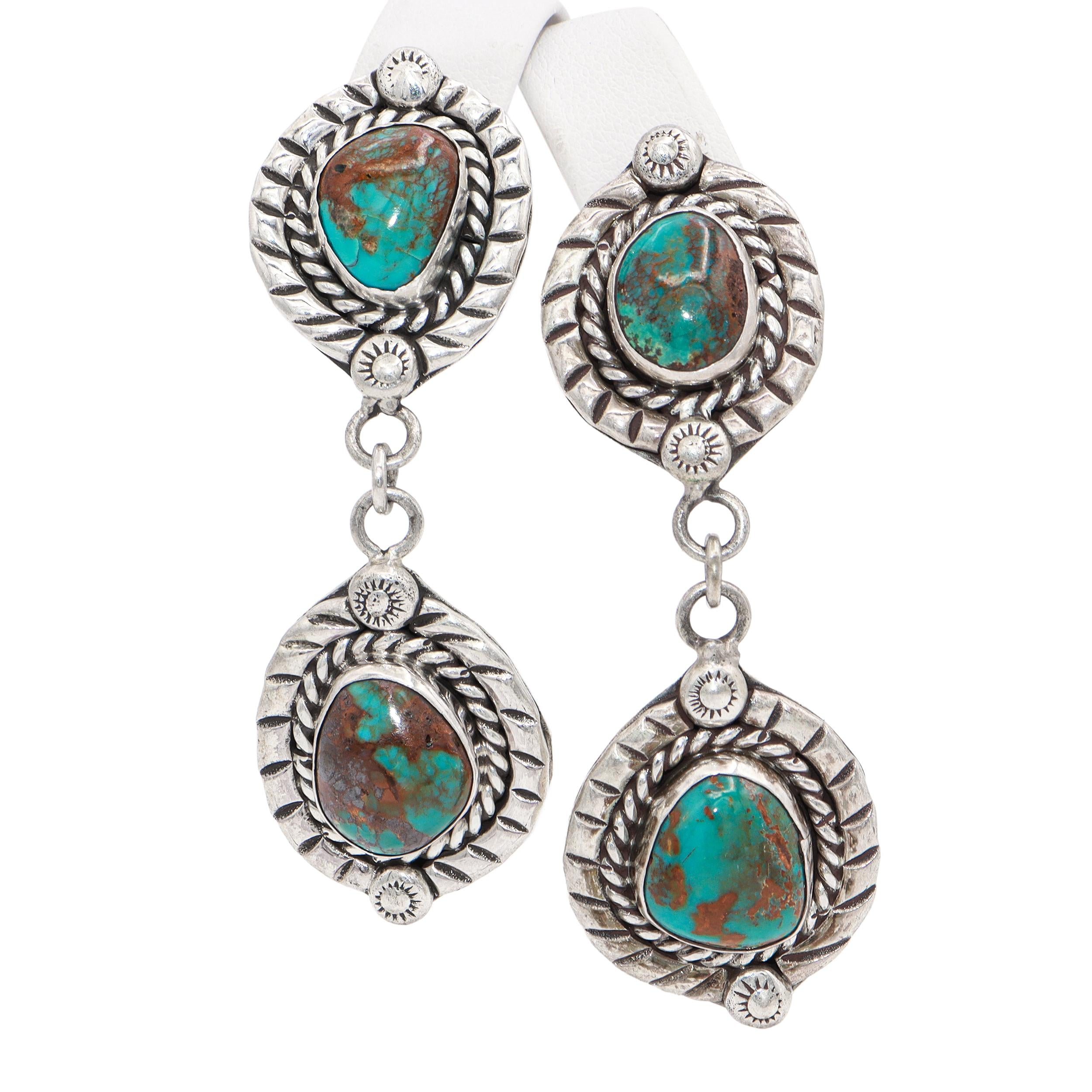 Lot of 4 Vintage DC Sterling Silver Turquoise Set w/ Squash Blossom Necklace